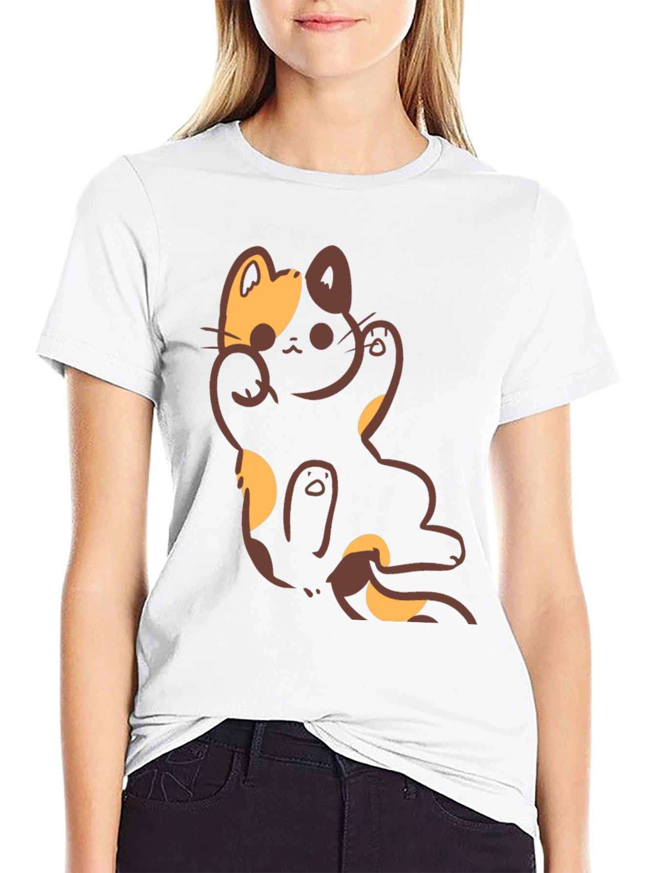 Lucky Cat Graphic Black T-Shirt
