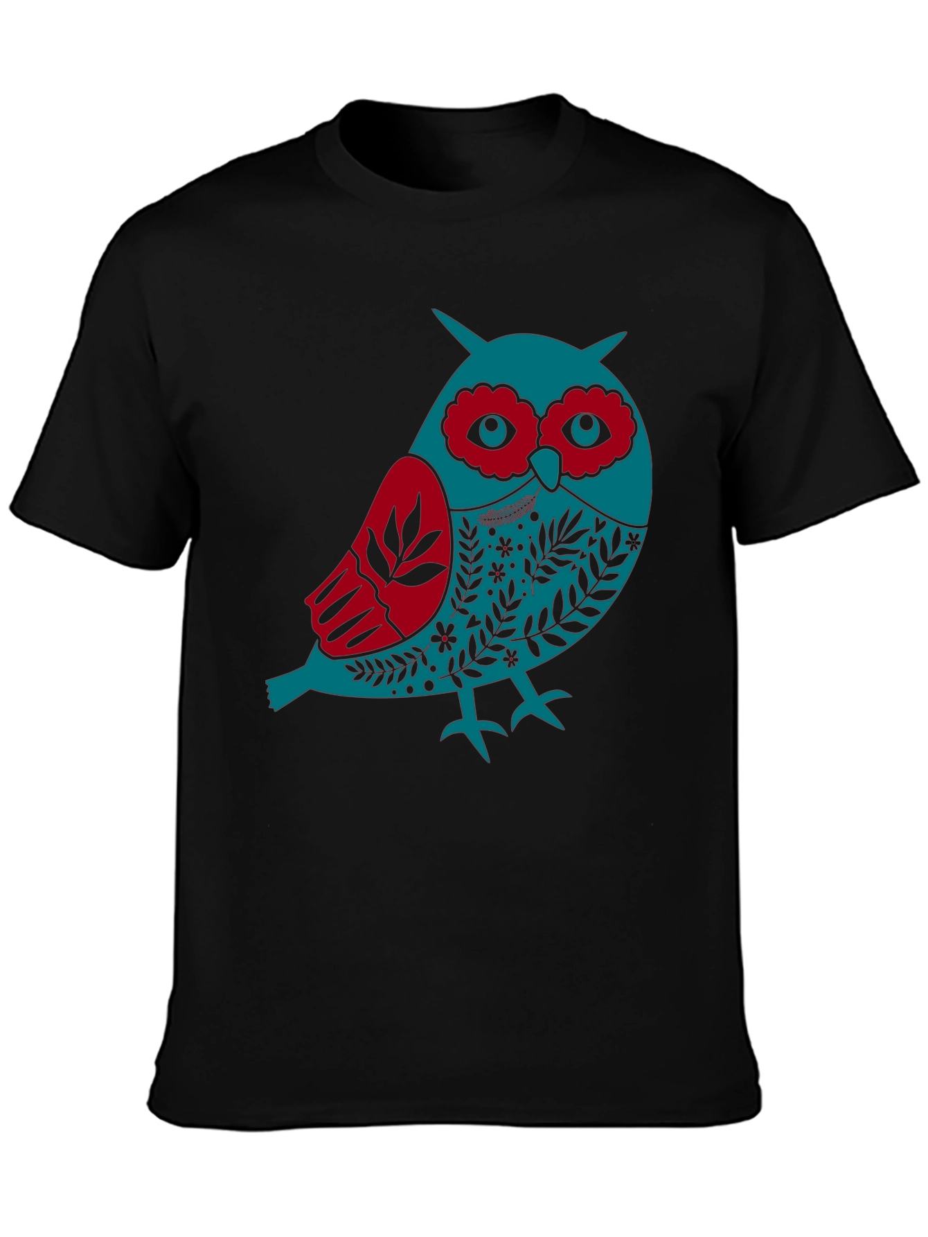 Owl Graphic Print Mens Black T-Shirt