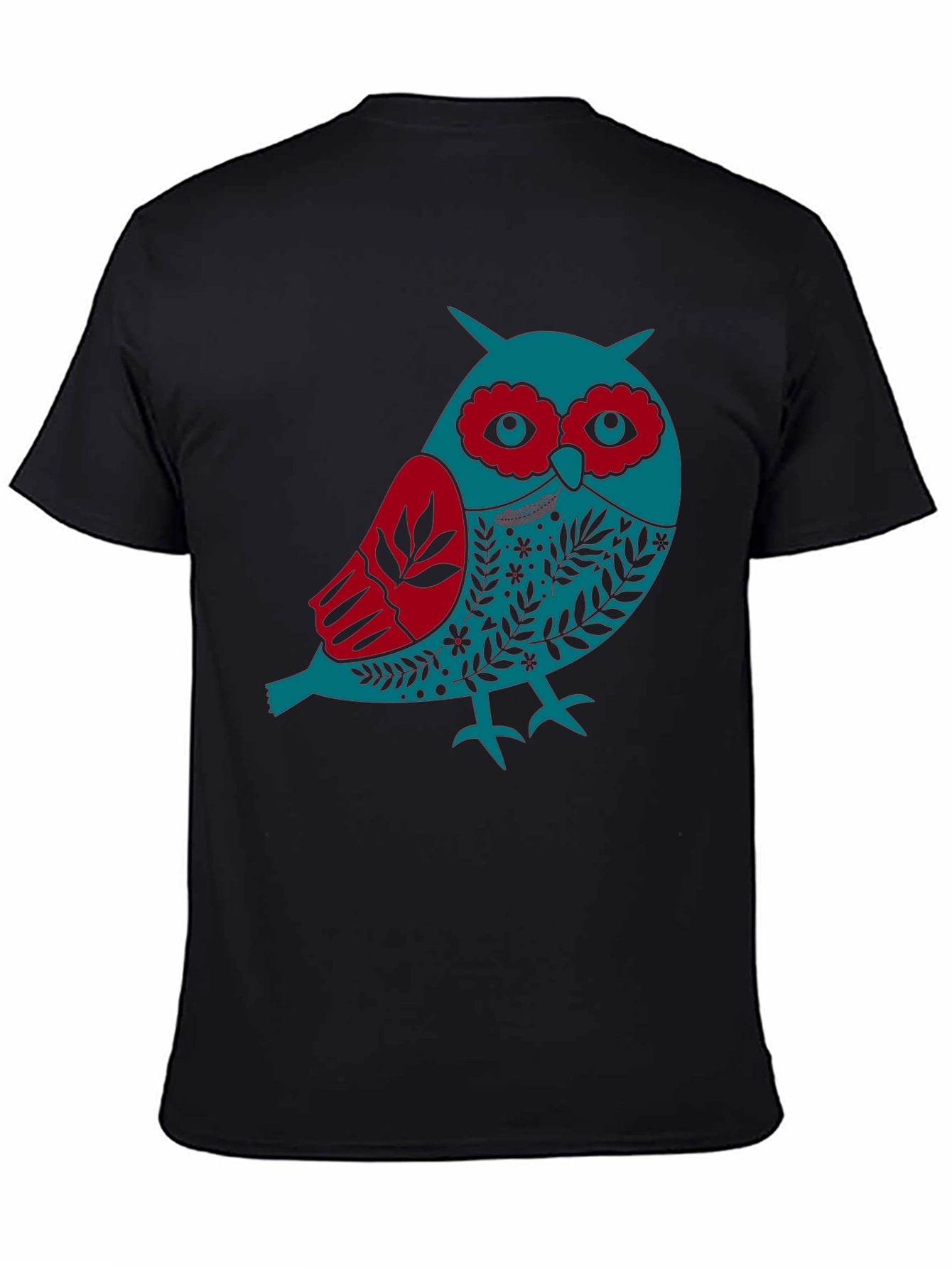 Owl Graphic Print Mens Black T-Shirt