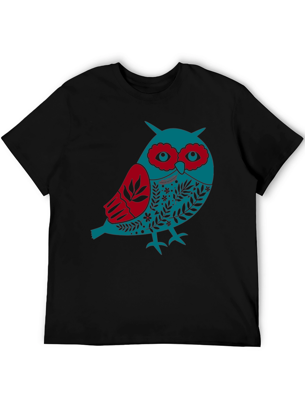 Owl Graphic Print Mens Black T-Shirt
