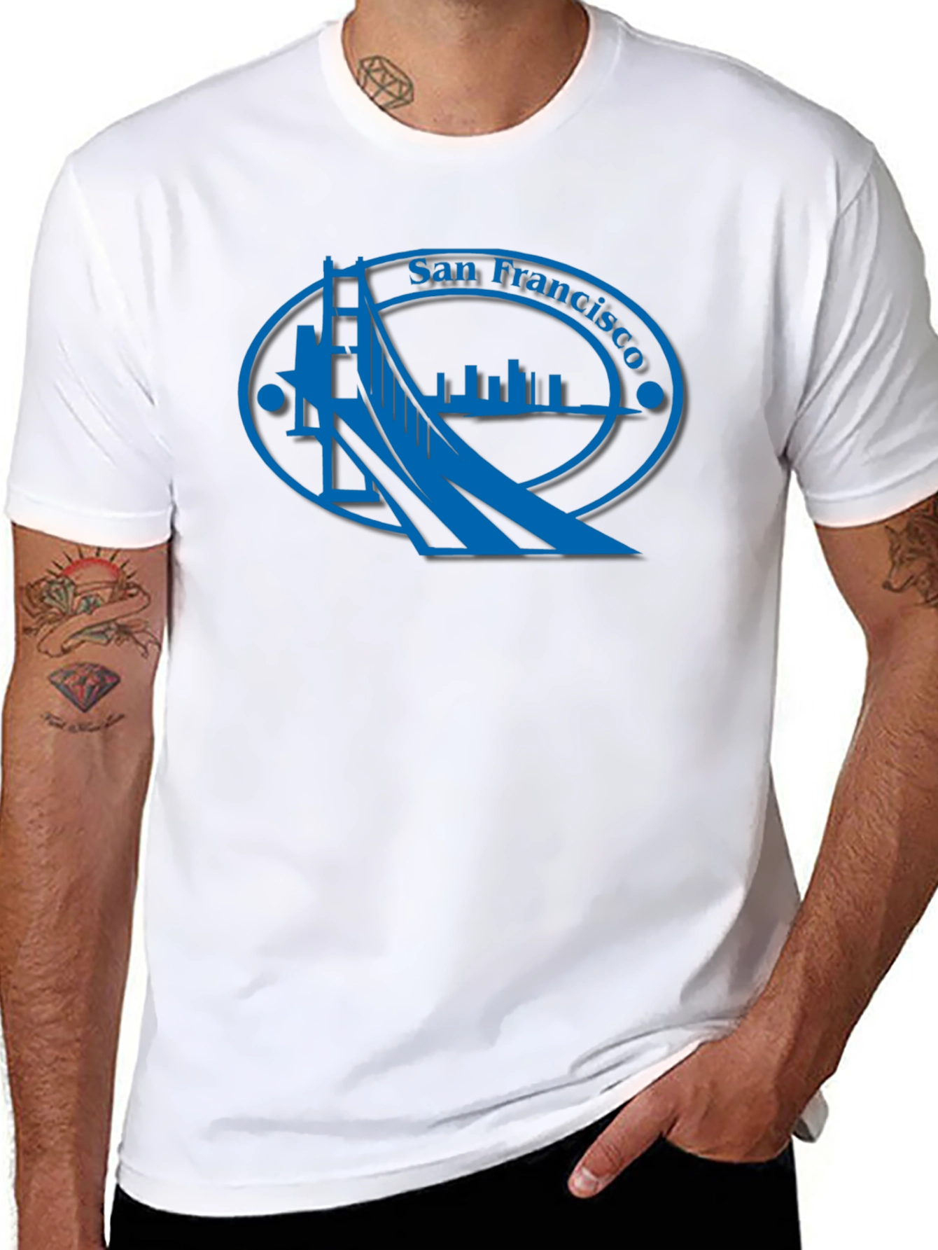 San Francisco Bridge Graphic Tee - Black Cotton Casual Shirt
