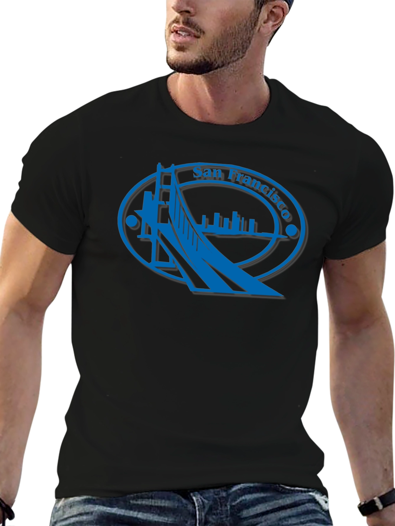 San Francisco Bridge Graphic Tee - Black Cotton Casual Shirt