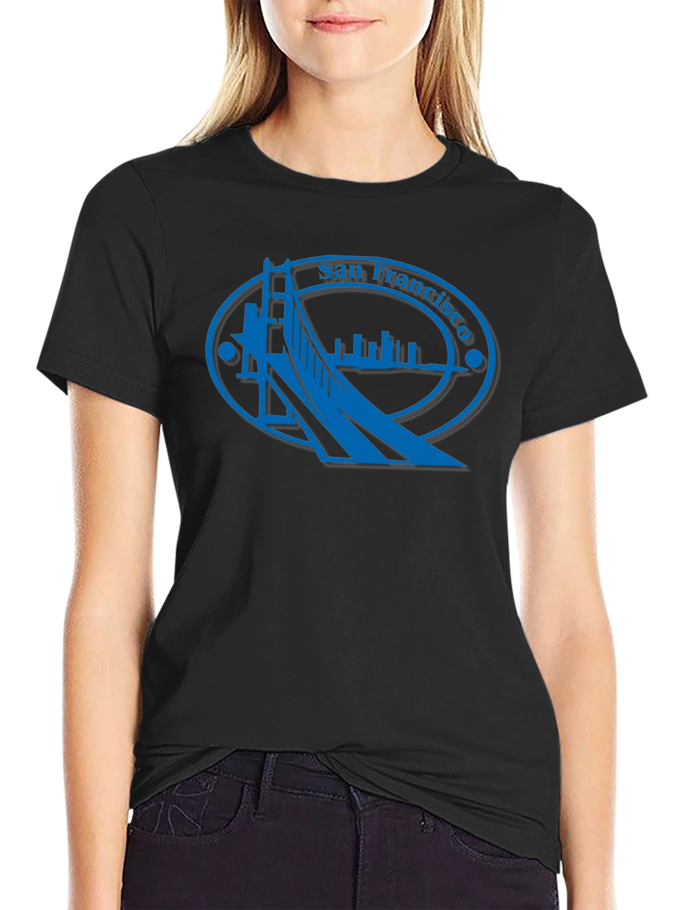San Francisco Bridge Graphic Tee - Black Cotton Casual Shirt