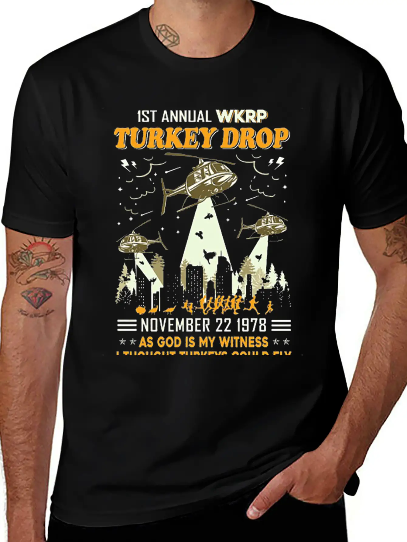1st Annual WKRP Turkey Drop November 22 1978 Unisex Short Sleeve Soft Cotton T-Shirt – Casual Everyday Wear