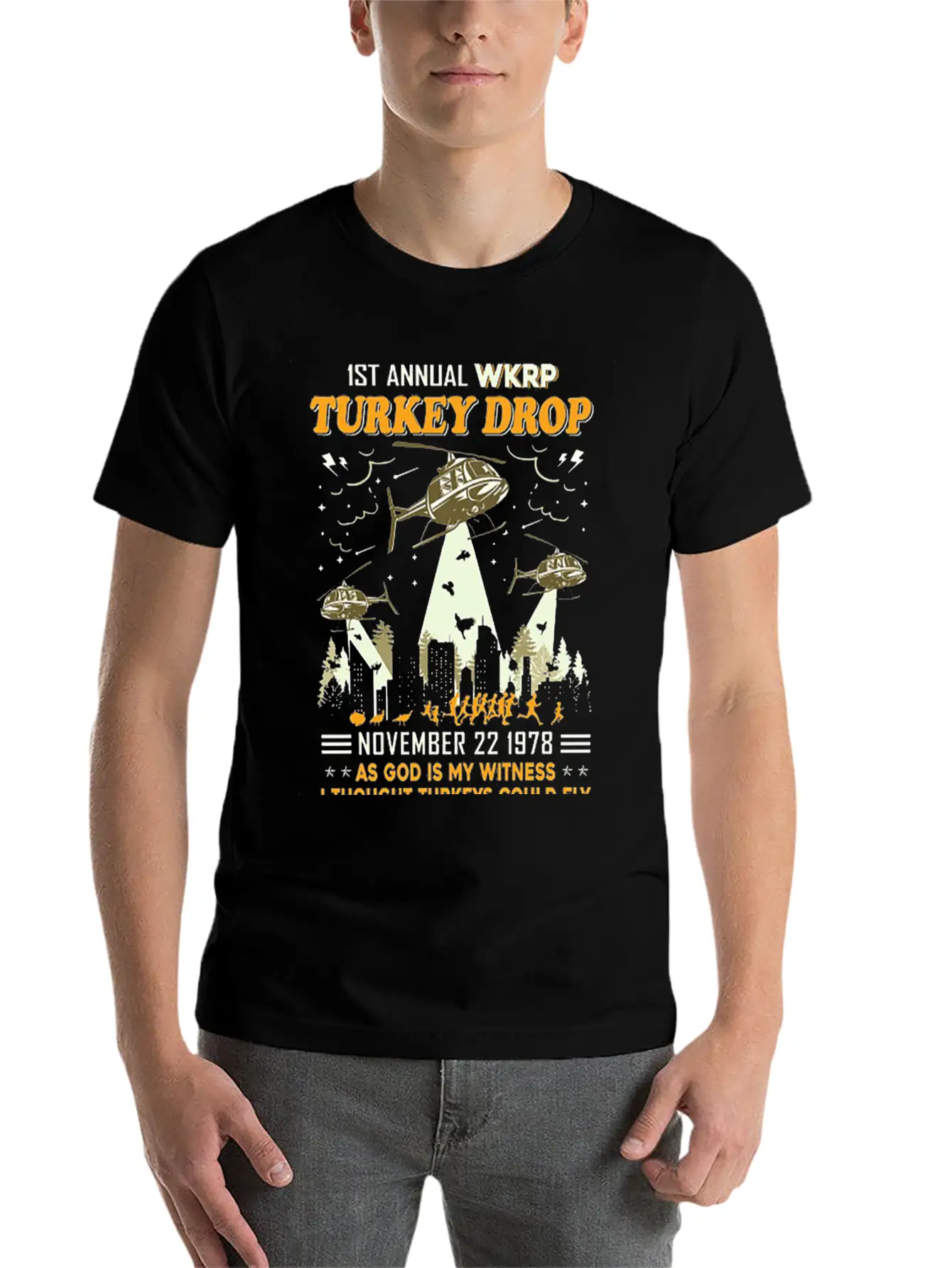1st Annual WKRP Turkey Drop November 22 1978 Unisex Short Sleeve Soft Cotton T-Shirt – Casual Everyday Wear