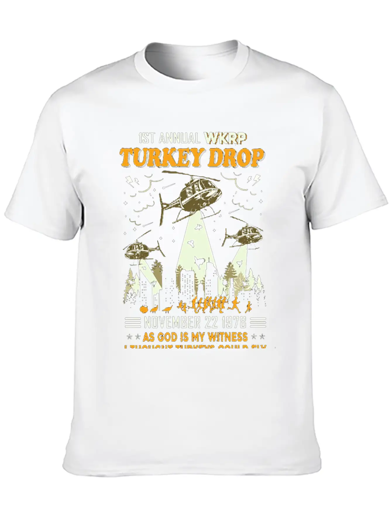 1st Annual WKRP Turkey Drop November 22 1978 Unisex Short Sleeve Soft Cotton T-Shirt – Casual Everyday Wear