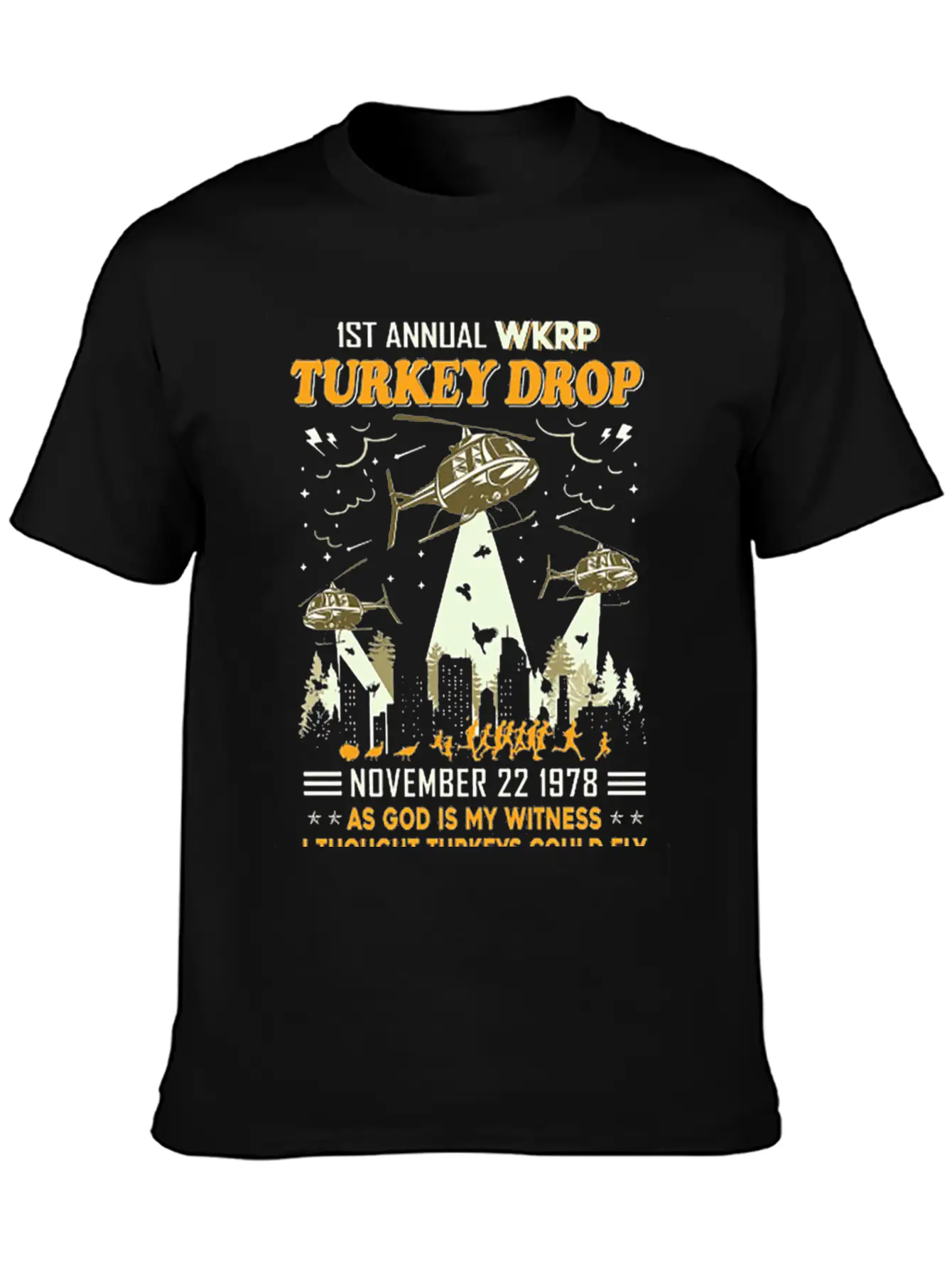 1st Annual WKRP Turkey Drop November 22 1978 Unisex Short Sleeve Soft Cotton T-Shirt – Casual Everyday Wear