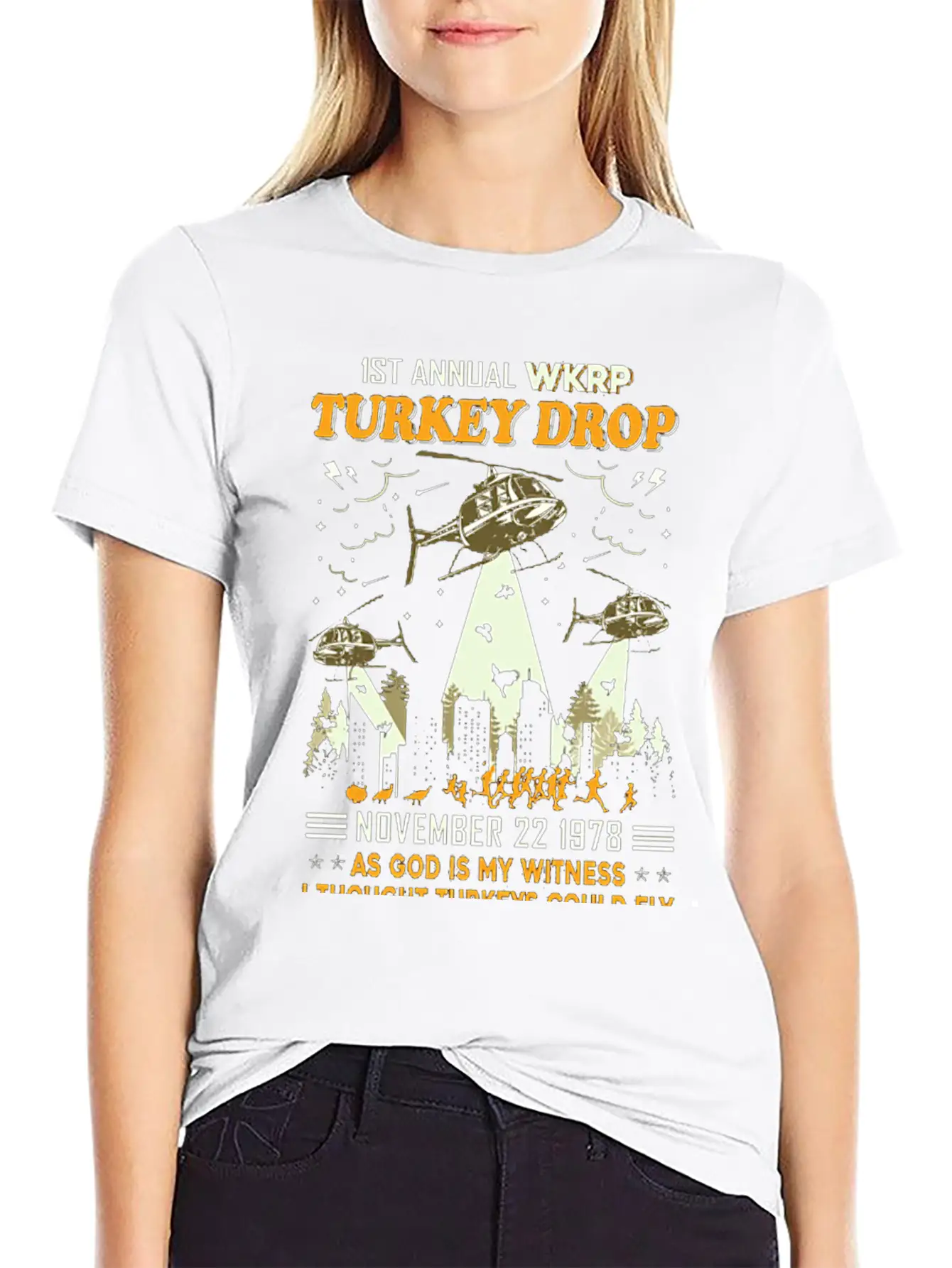 1st Annual WKRP Turkey Drop November 22 1978 Unisex Short Sleeve Soft Cotton T-Shirt – Casual Everyday Wear