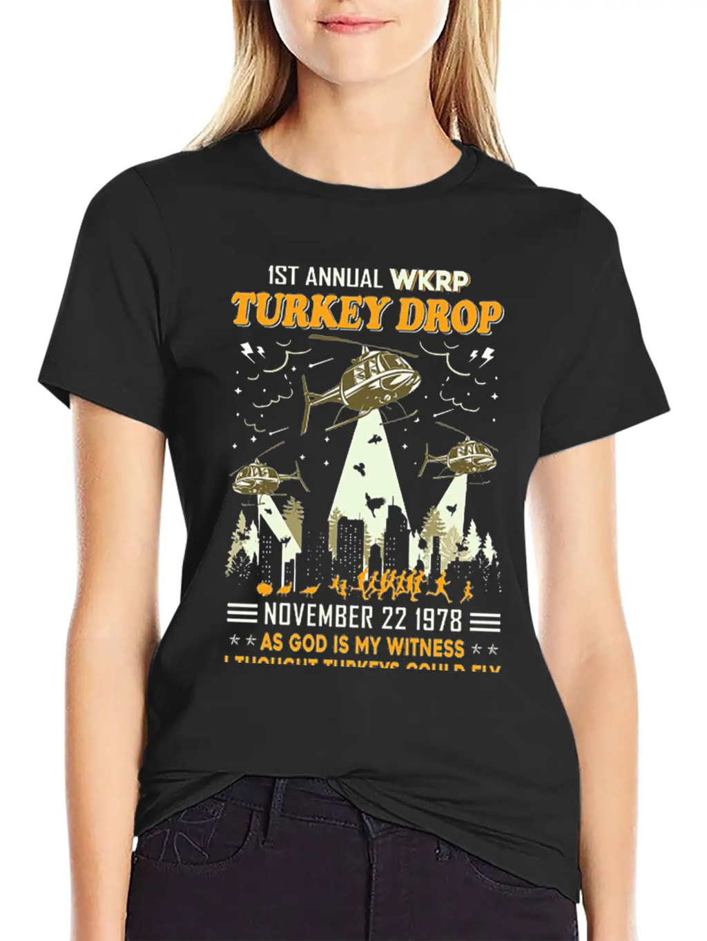 1st Annual WKRP Turkey Drop November 22 1978 Unisex Short Sleeve Soft Cotton T-Shirt – Casual Everyday Wear