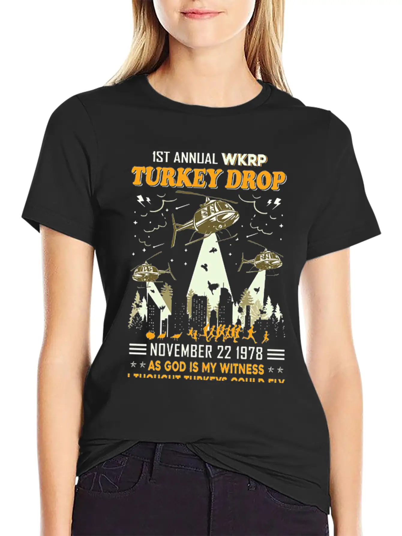 1st Annual WKRP Turkey Drop November 22 1978 Unisex Short Sleeve Soft Cotton T-Shirt – Casual Everyday Wear