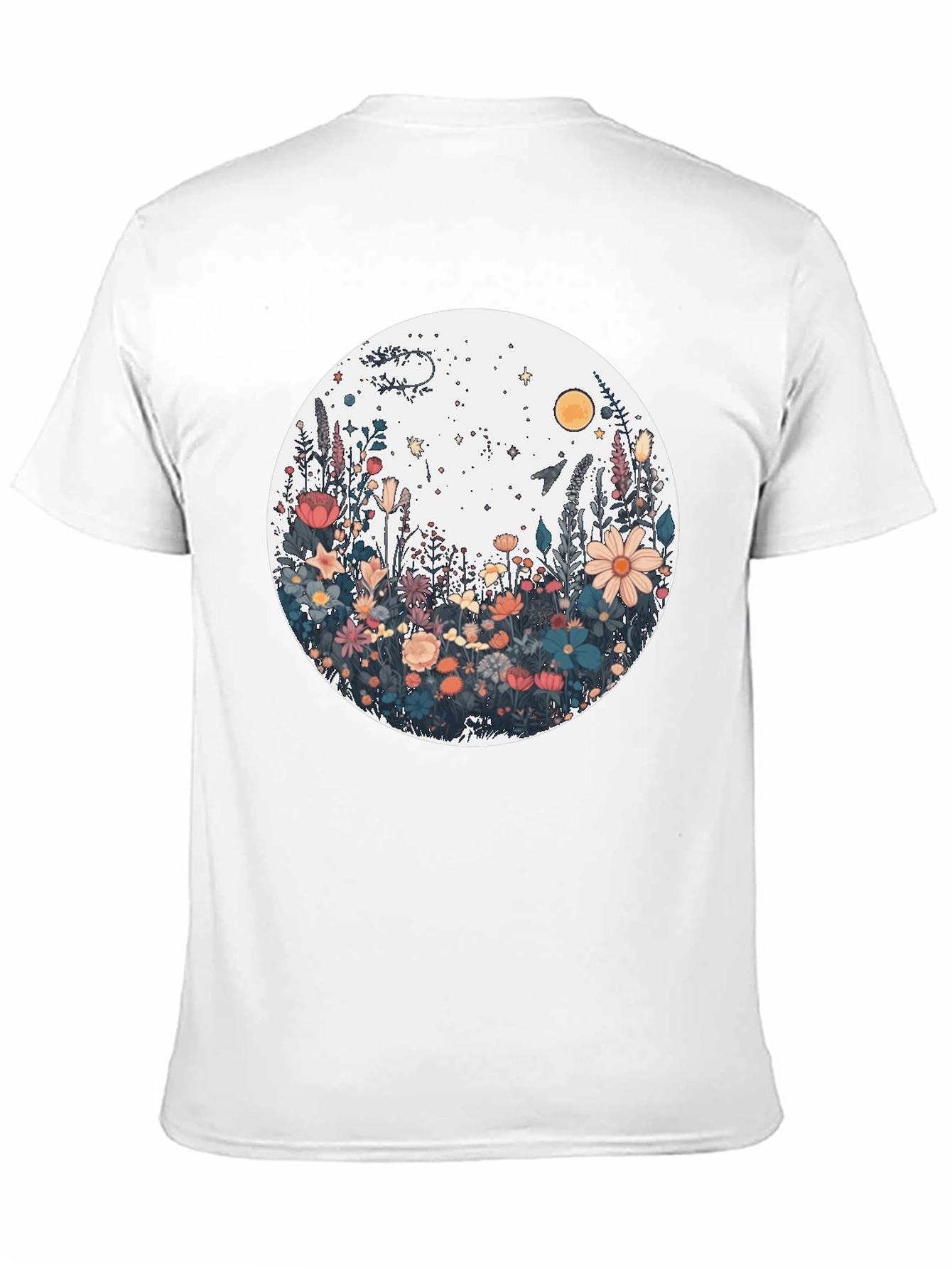 Floral Galaxy Graphic Tee - Stylish Unisex Black T-Shirt