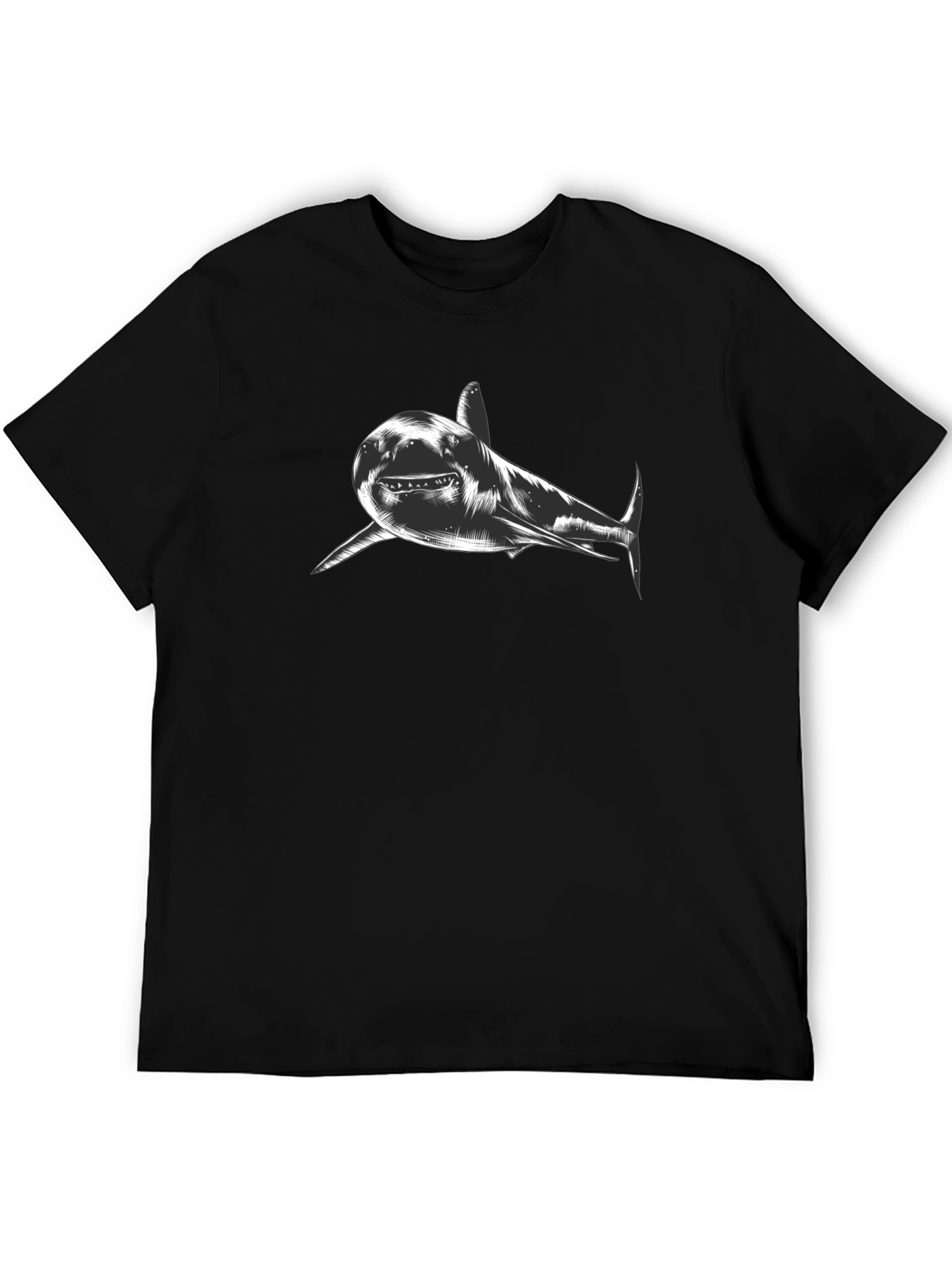 Shark Graphic Print Black T-Shirt