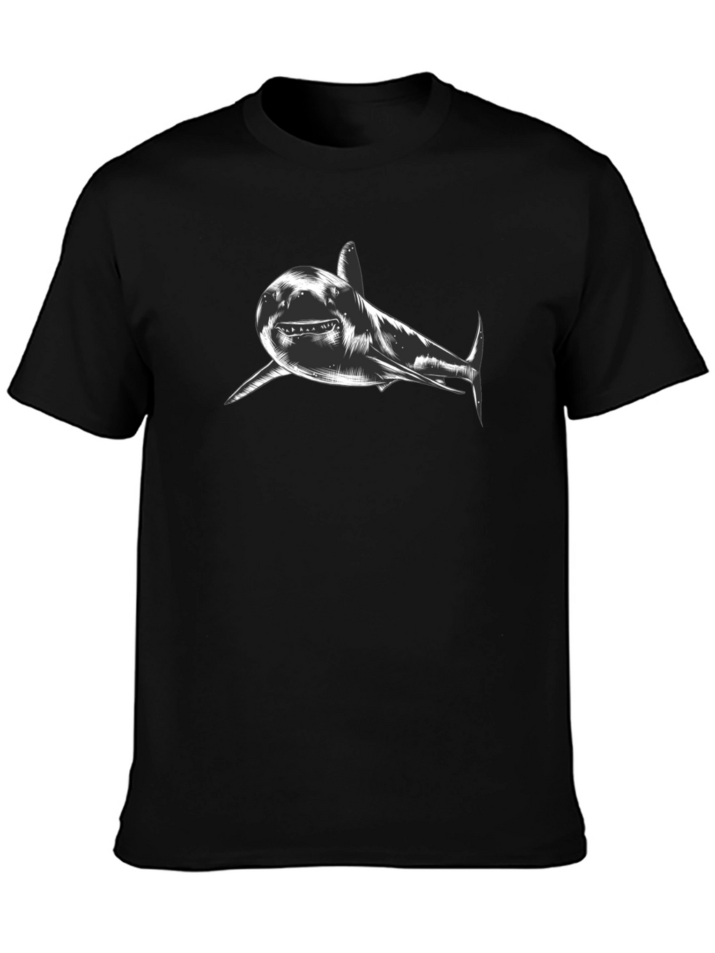 Shark Graphic Print Black T-Shirt