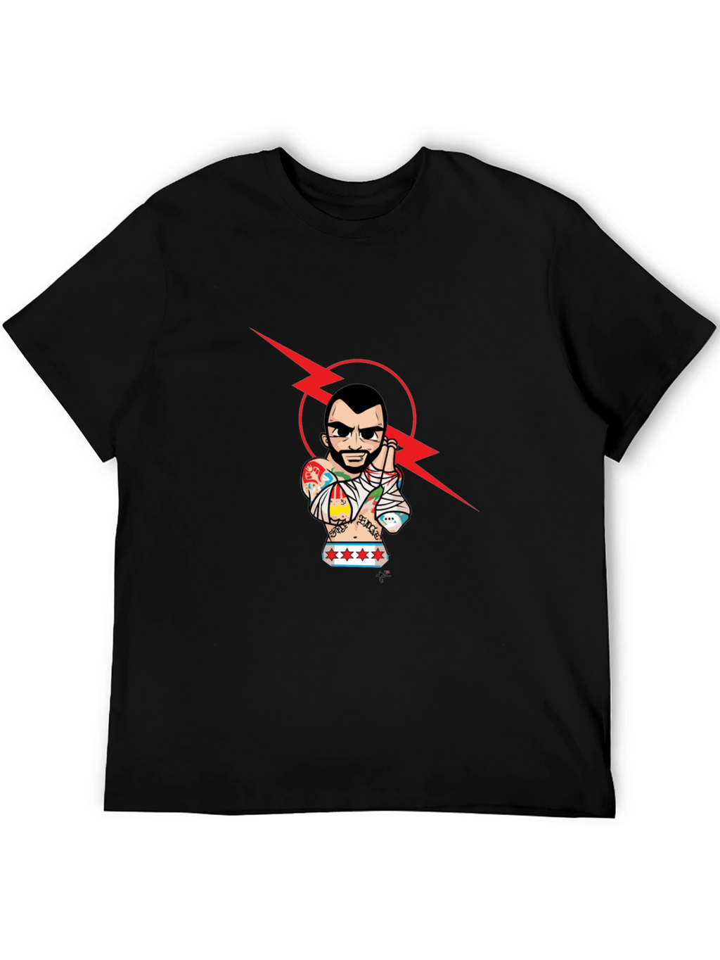 Graphic Tee - Tattooed Wrestler with Lightning Bolt