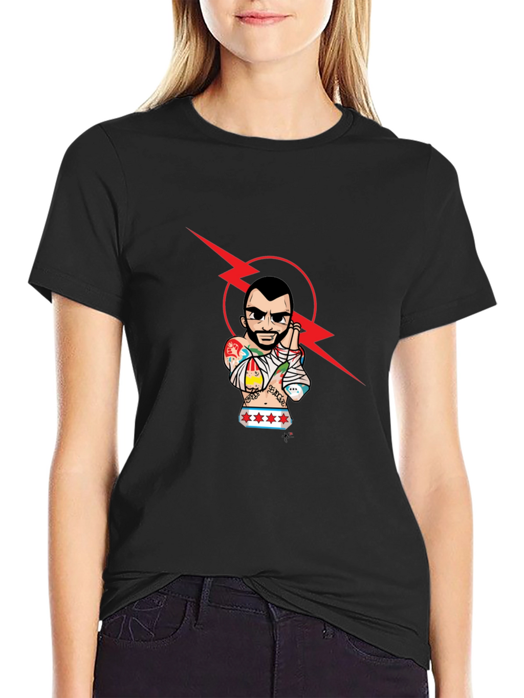 Graphic Tee - Tattooed Wrestler with Lightning Bolt