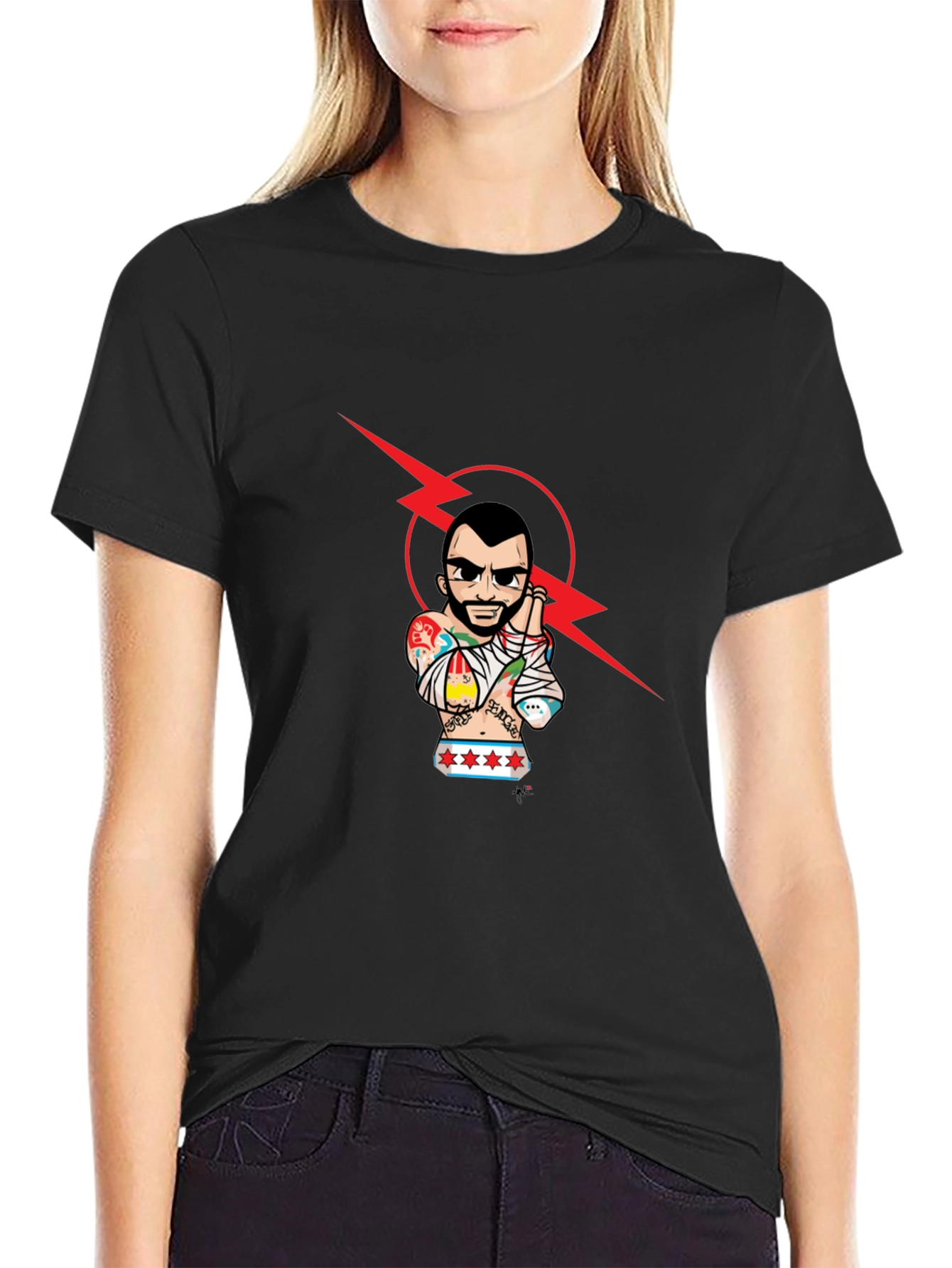 Graphic Tee - Tattooed Wrestler with Lightning Bolt