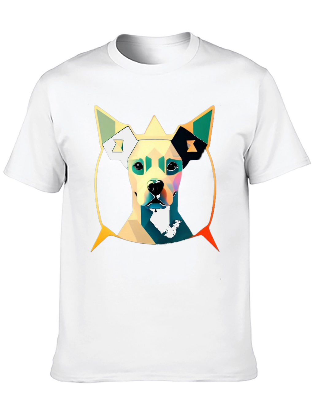 Geometric Dog Graphic Tee - Stylish Mens T-Shirt