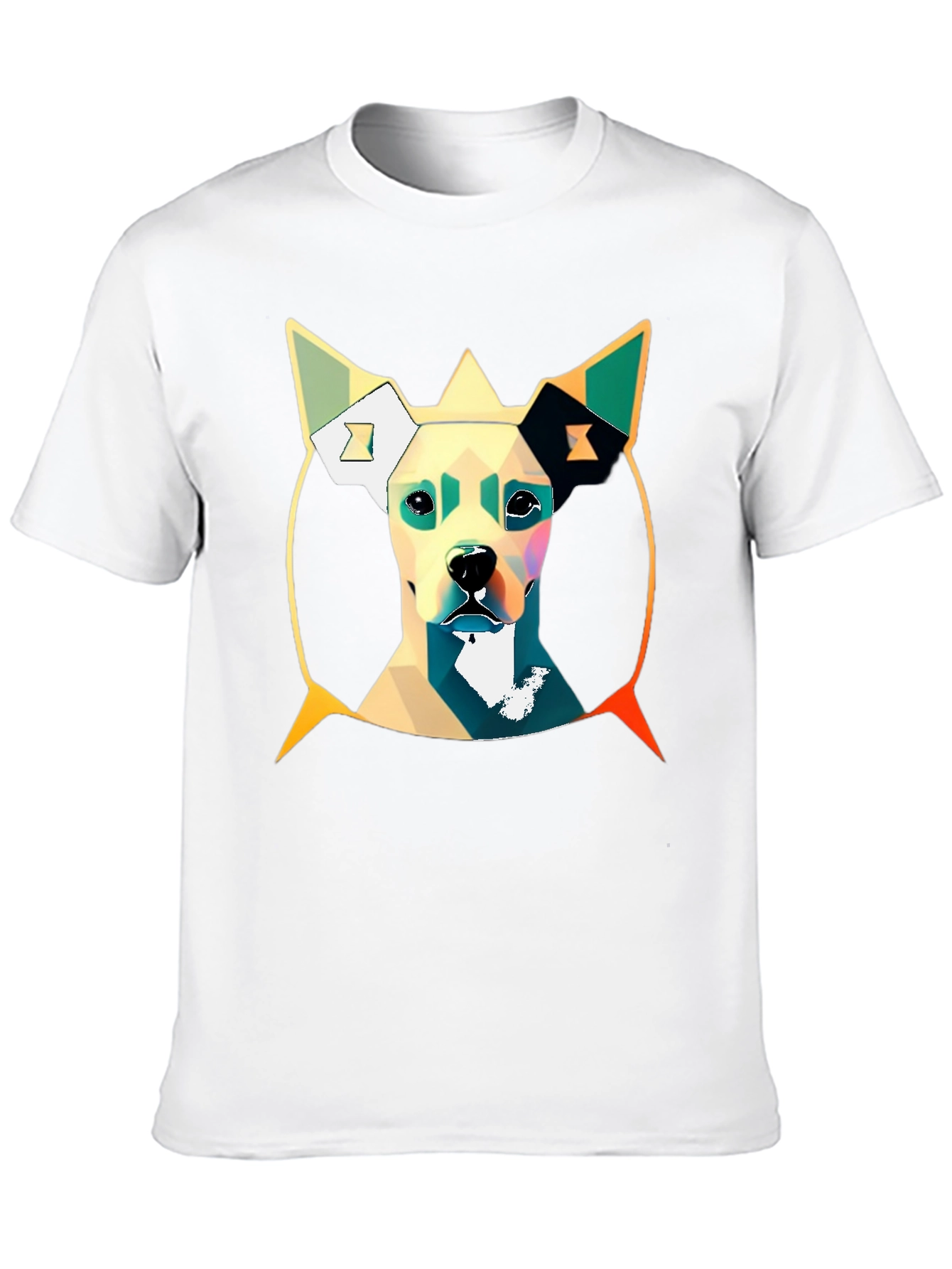Geometric Dog Graphic Tee - Stylish Mens T-Shirt