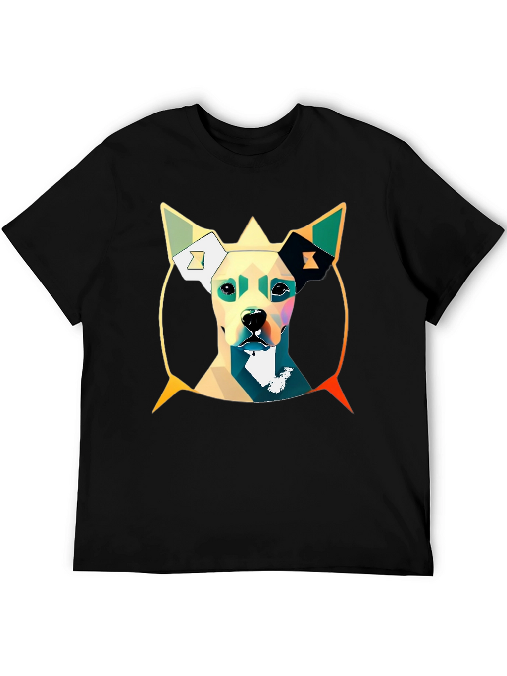Geometric Dog Graphic Tee - Stylish Mens T-Shirt