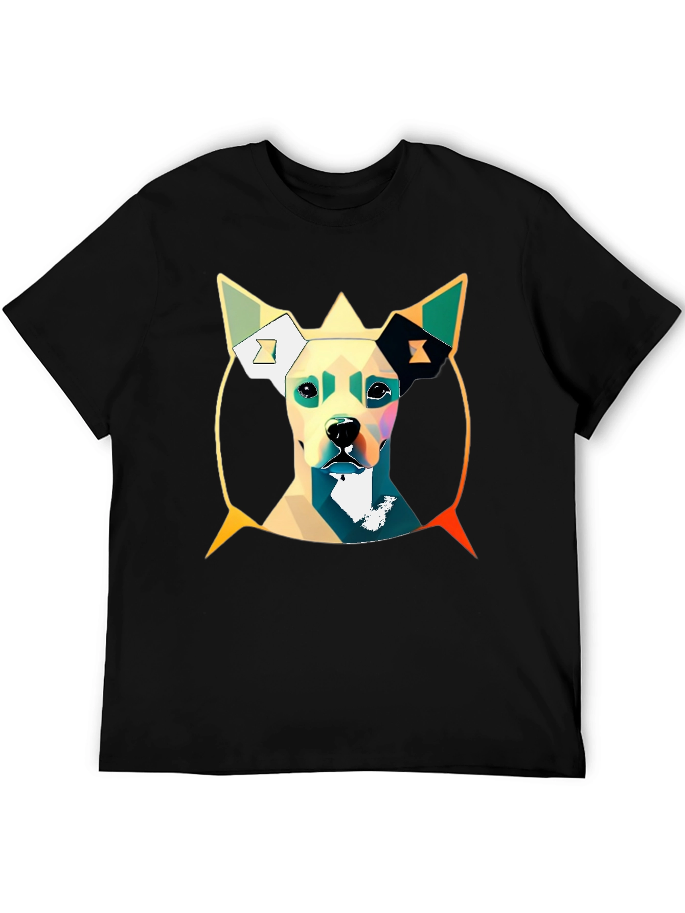 Geometric Dog Graphic Tee - Stylish Mens T-Shirt