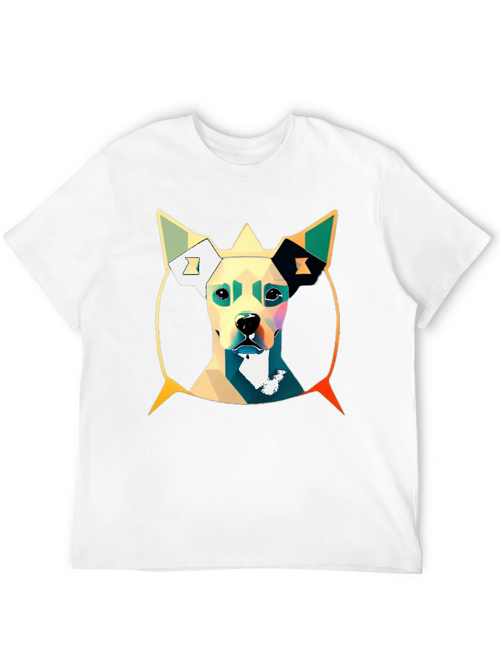 Geometric Dog Graphic Tee - Stylish Mens T-Shirt