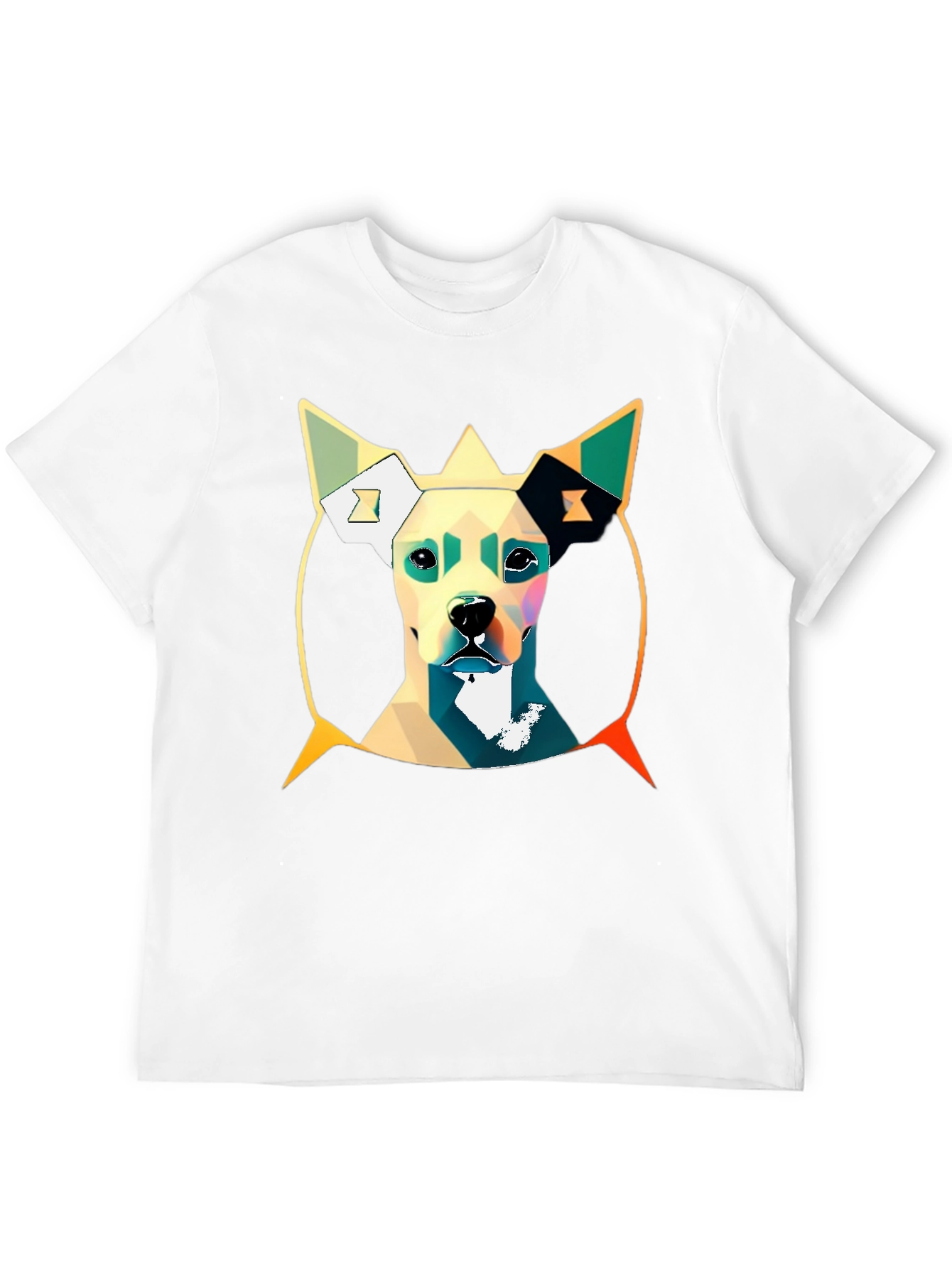 Geometric Dog Graphic Tee - Stylish Mens T-Shirt