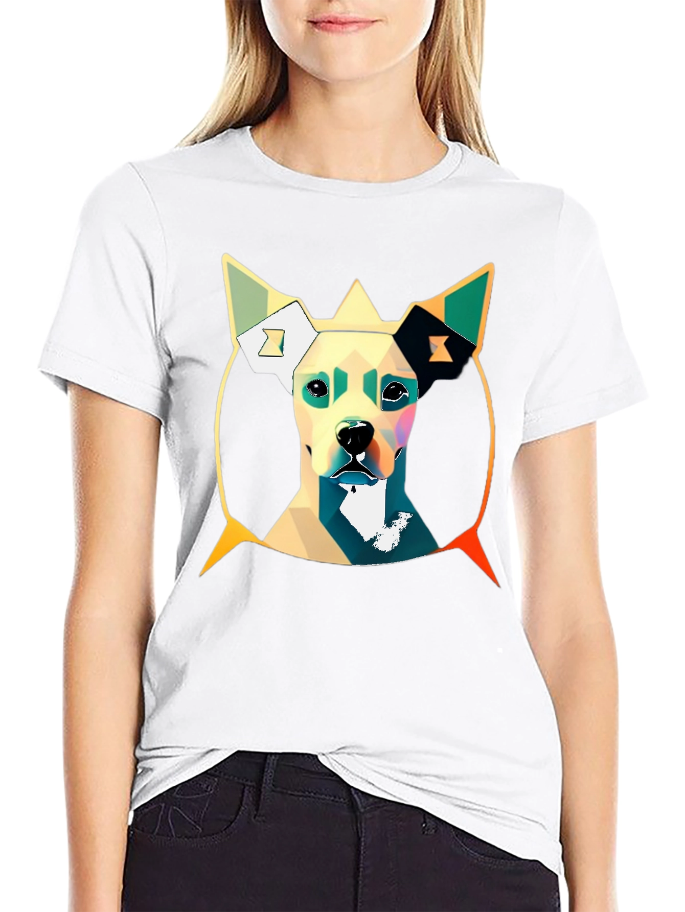 Geometric Dog Graphic Tee - Stylish Mens T-Shirt