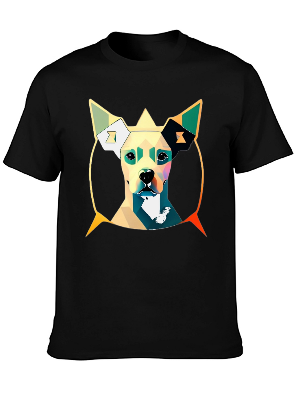Geometric Dog Graphic Tee - Stylish Mens T-Shirt