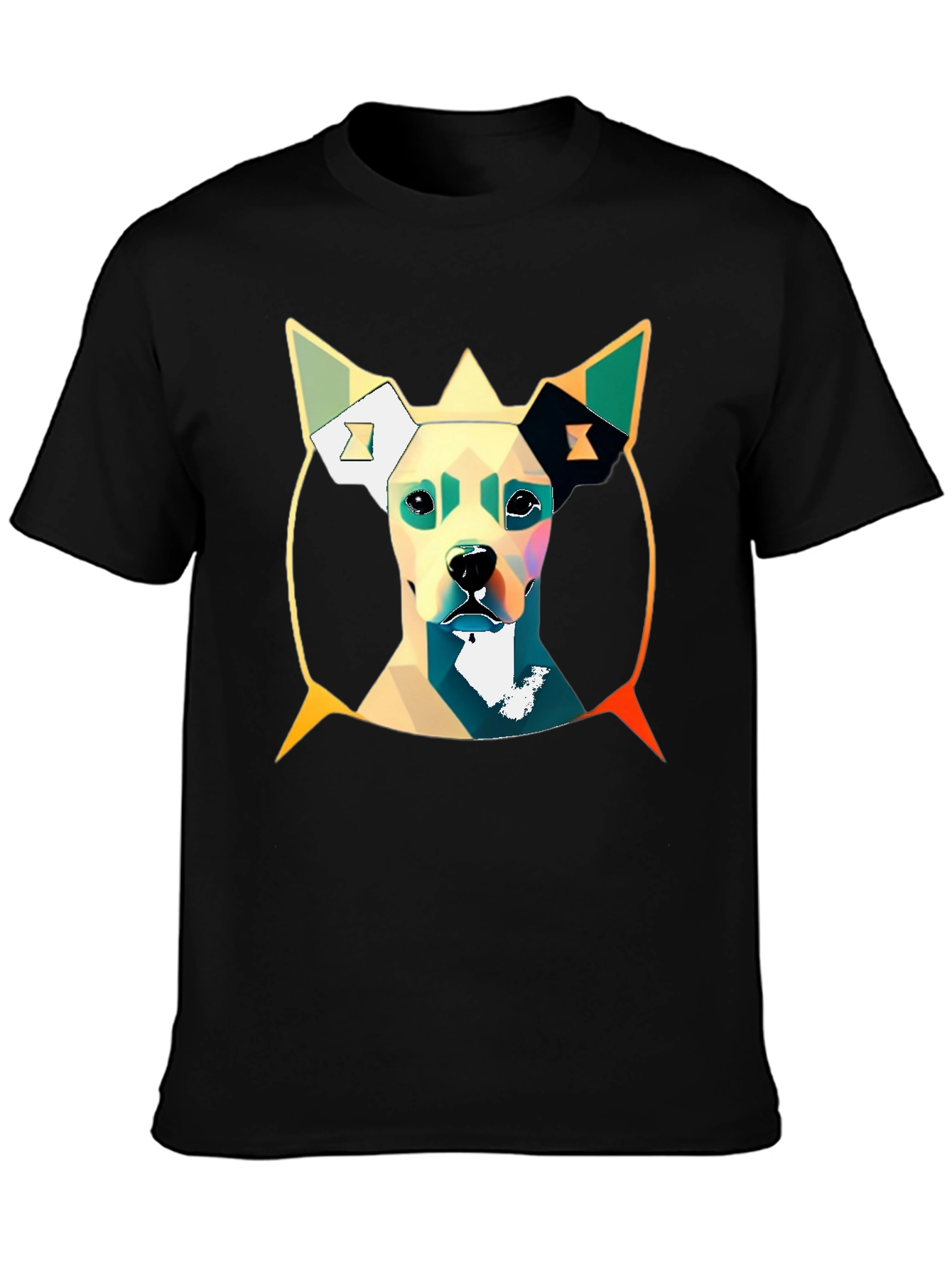 Geometric Dog Graphic Tee - Stylish Mens T-Shirt