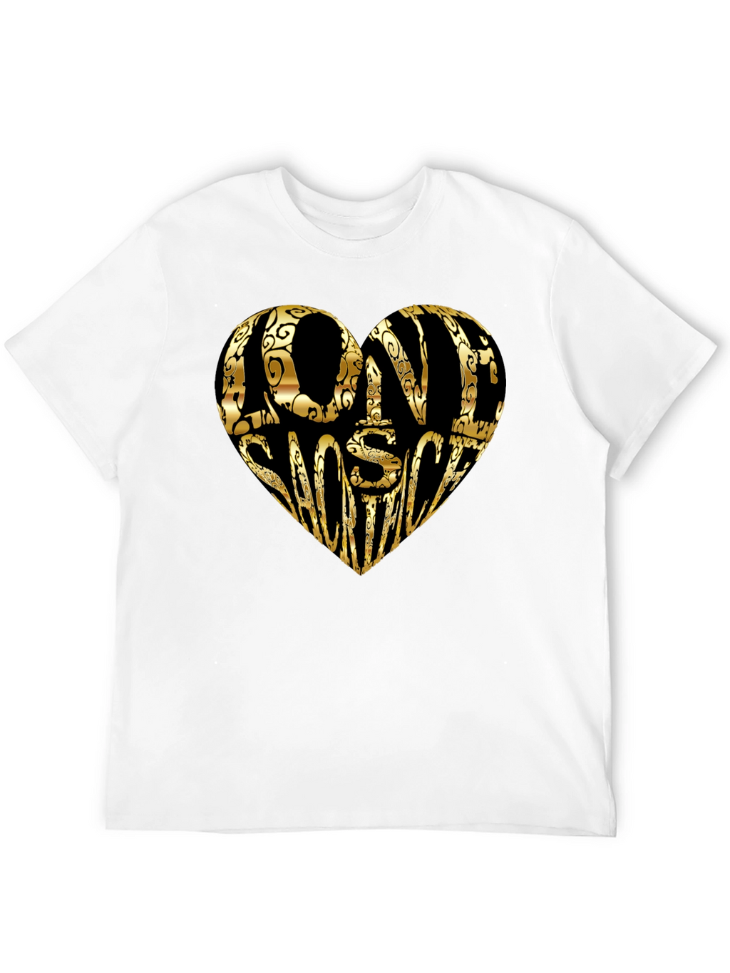 Gold LOVE SHOOTING Heart Black T-Shirt