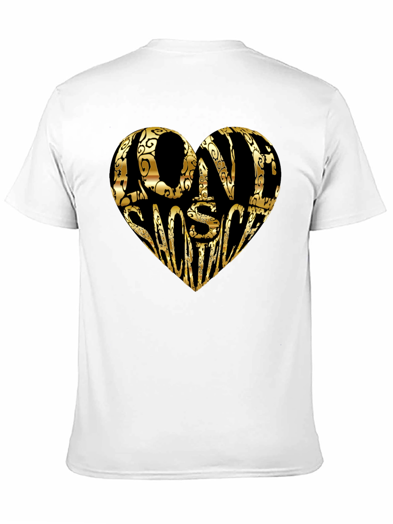 Gold LOVE SHOOTING Heart Black T-Shirt
