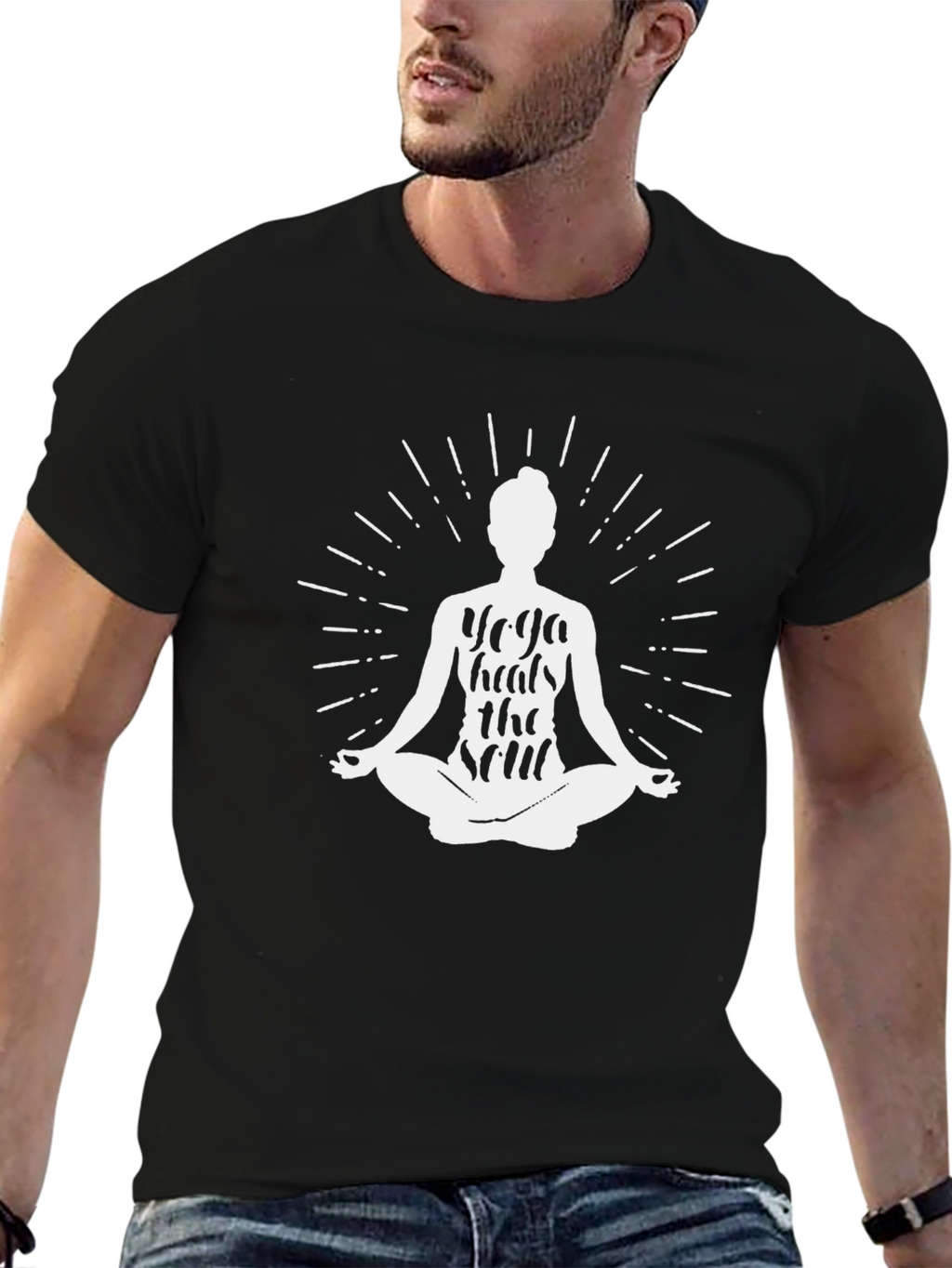 Yoga Heals Soul Black Graphic Tee