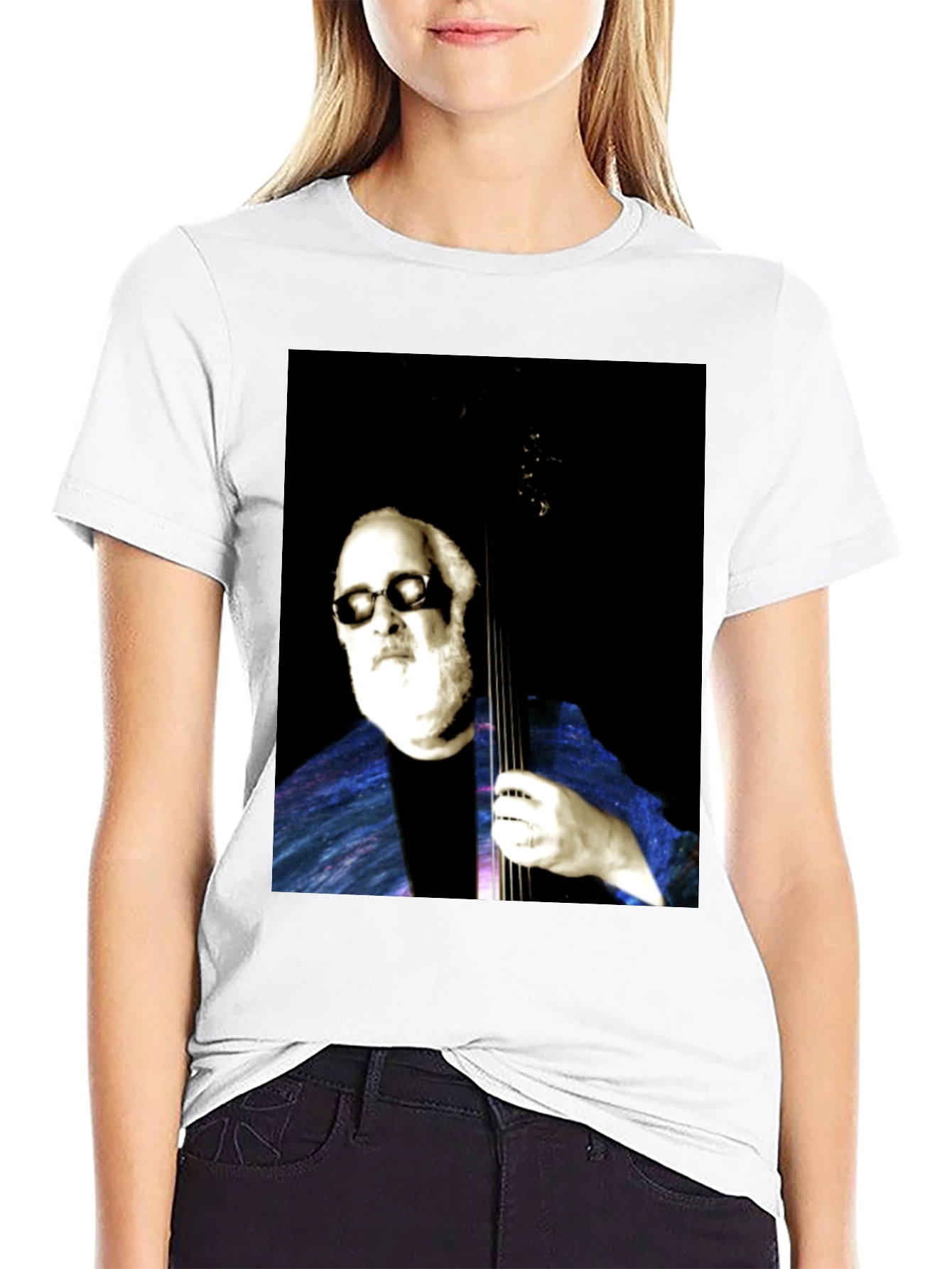 Cool Musician Portrait Black T-Shirt