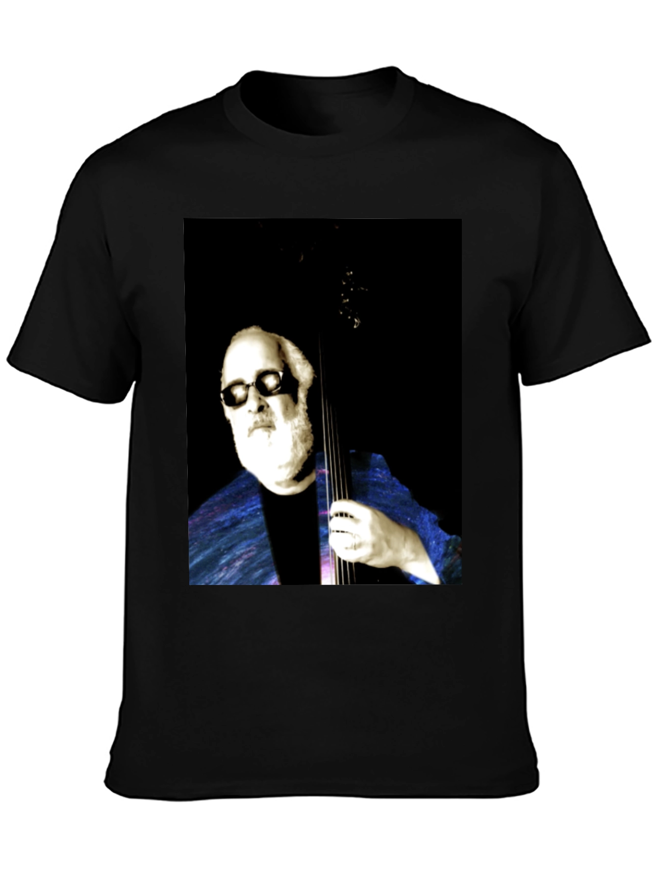 Cool Musician Portrait Black T-Shirt
