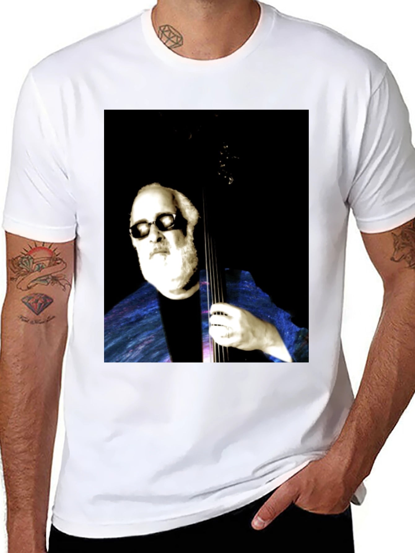 Cool Musician Portrait Black T-Shirt