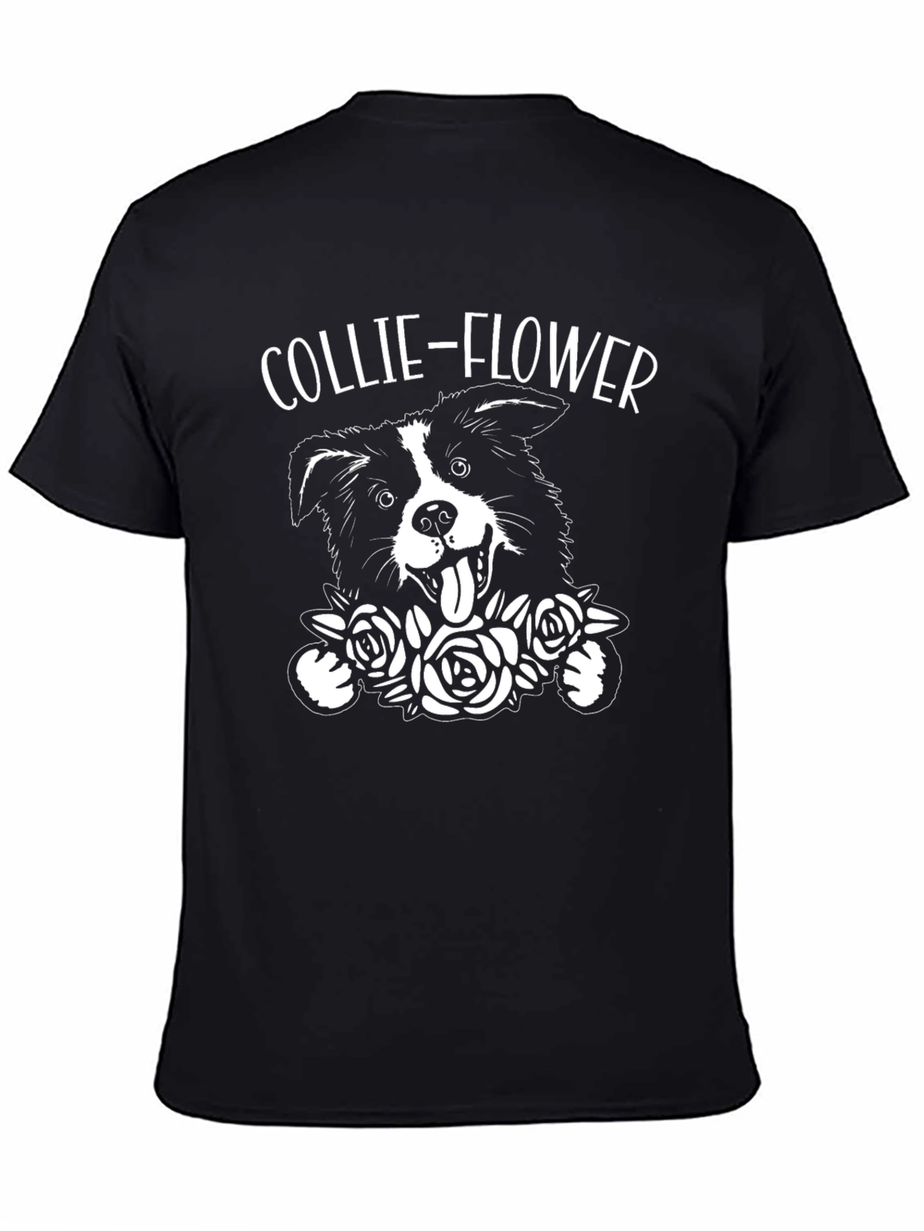 Collie-Flower Graphic T-Shirt - Dog & Floral Design