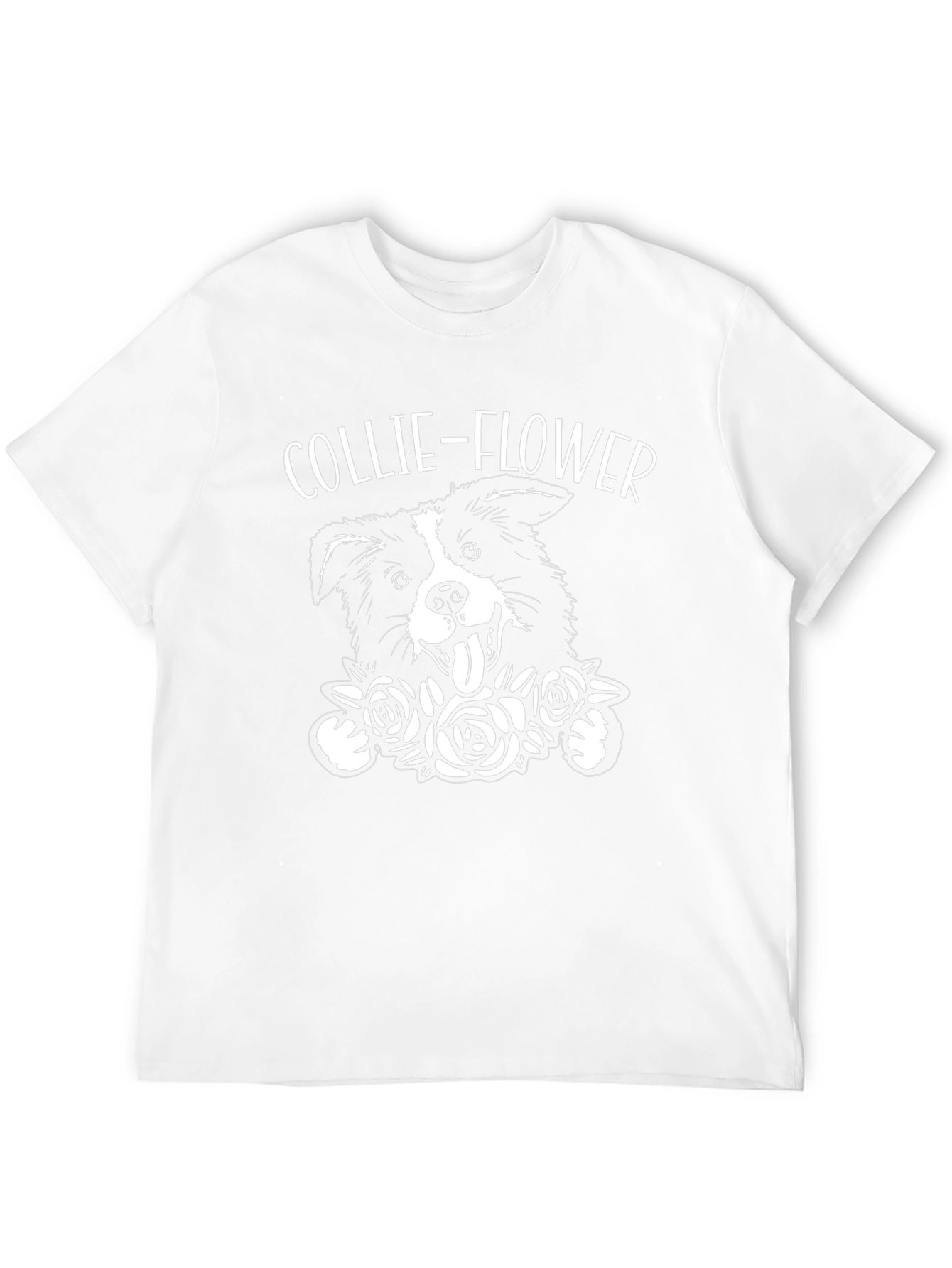 Collie-Flower Graphic T-Shirt - Dog & Floral Design