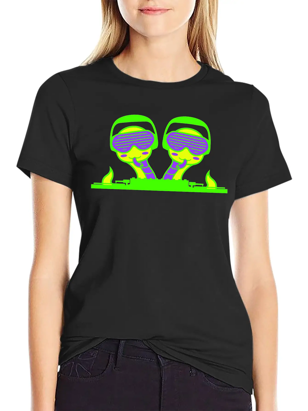 2 Funny Cool DJ Snakes Mixing Fun Music Party Club Casual Graphic T-Shirt – Simple And Comfortable Daily Wear