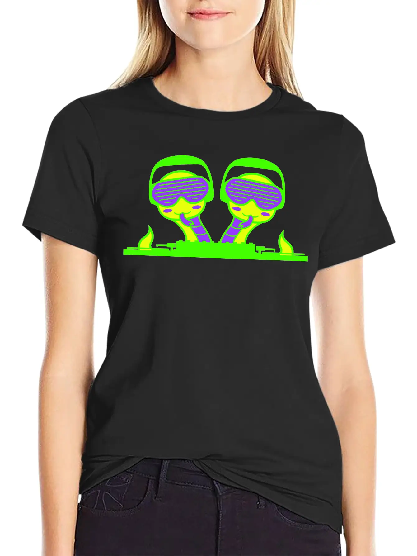 2 Funny Cool DJ Snakes Mixing Fun Music Party Club Casual Graphic T-Shirt – Simple And Comfortable Daily Wear