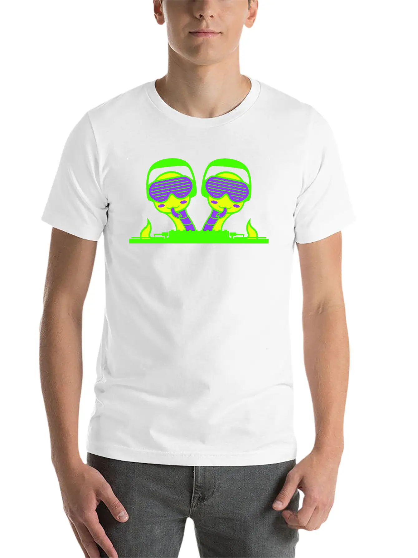 2 Funny Cool DJ Snakes Mixing Fun Music Party Club Casual Graphic T-Shirt – Simple And Comfortable Daily Wear