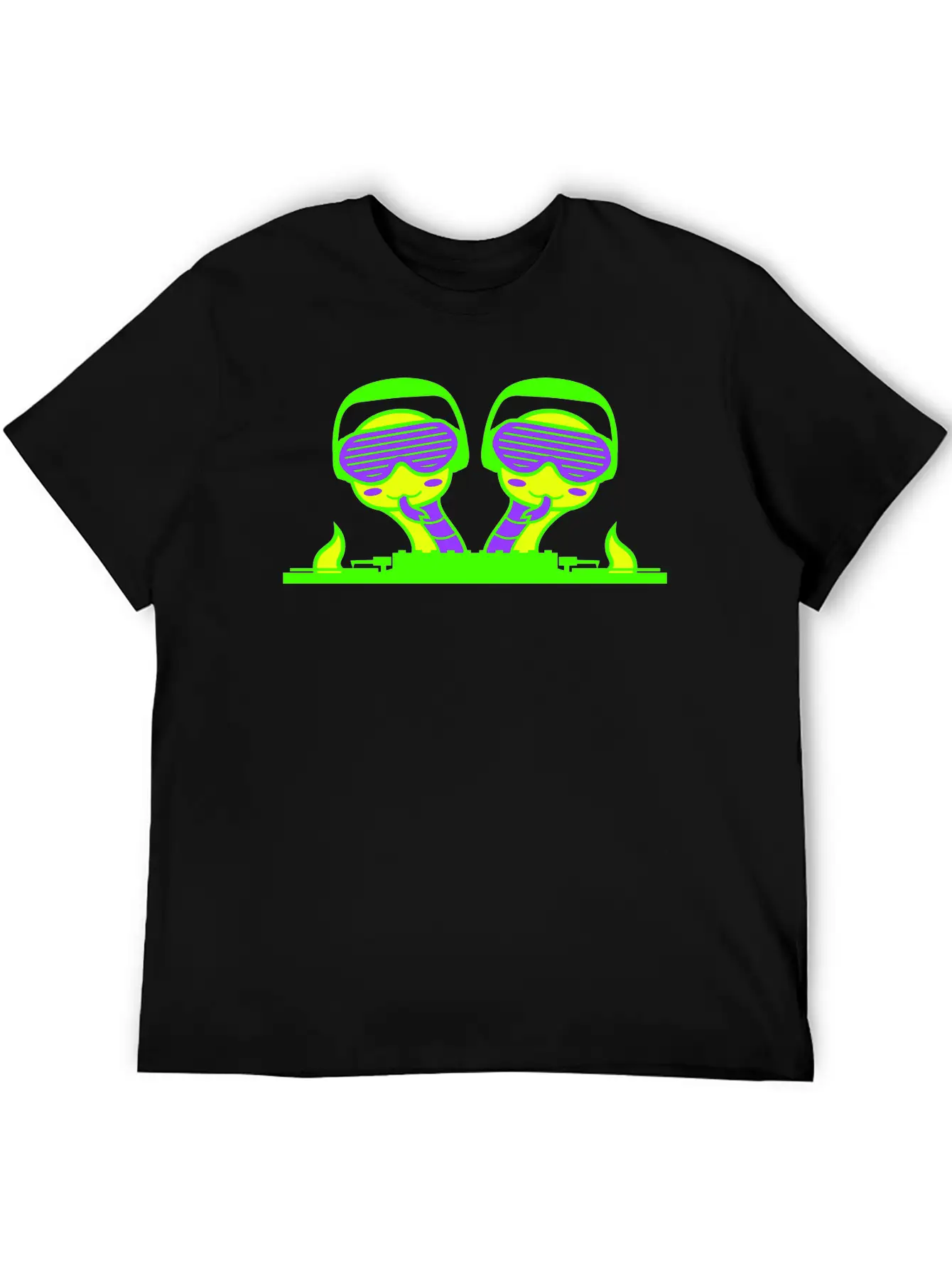 2 Funny Cool DJ Snakes Mixing Fun Music Party Club Casual Graphic T-Shirt – Simple And Comfortable Daily Wear
