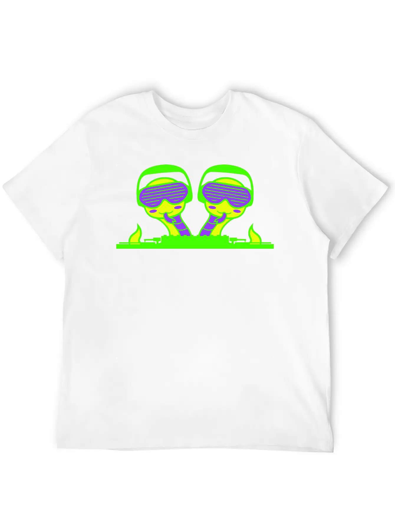 2 Funny Cool DJ Snakes Mixing Fun Music Party Club Stylish Everyday T-Shirt – Unisex Basic Cotton Tee