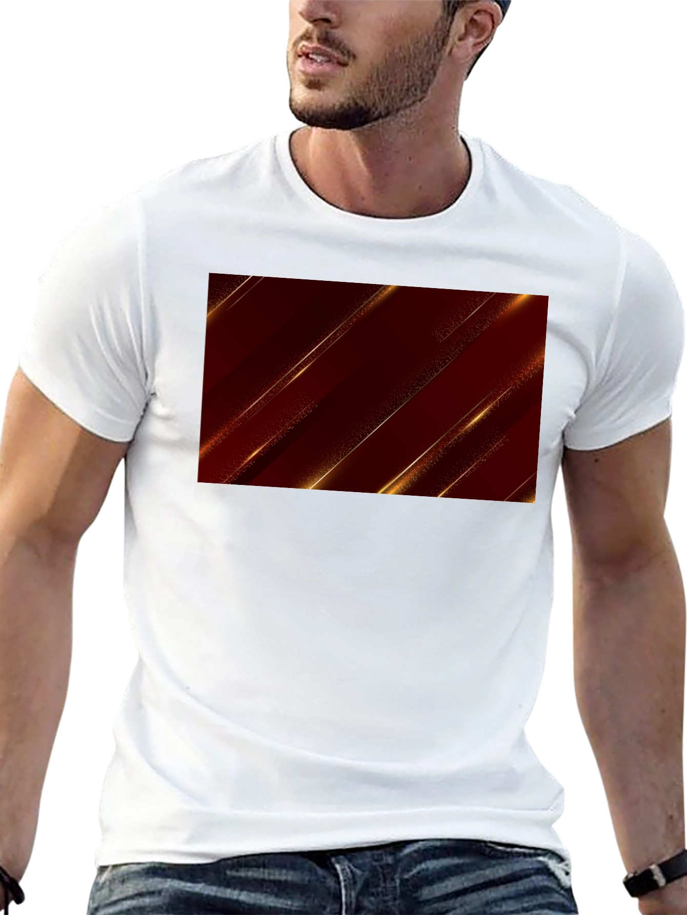 Sleek Black Tee with Modern Geometric Design