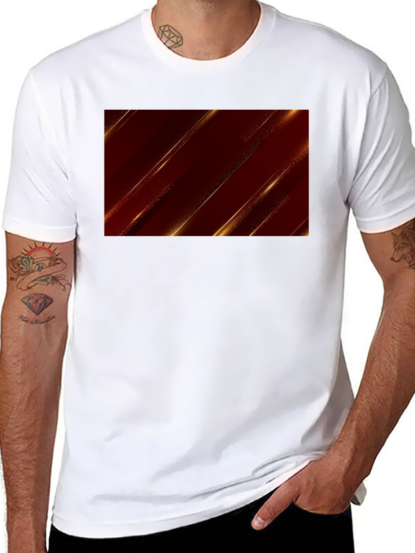 Sleek Black Tee with Modern Geometric Design
