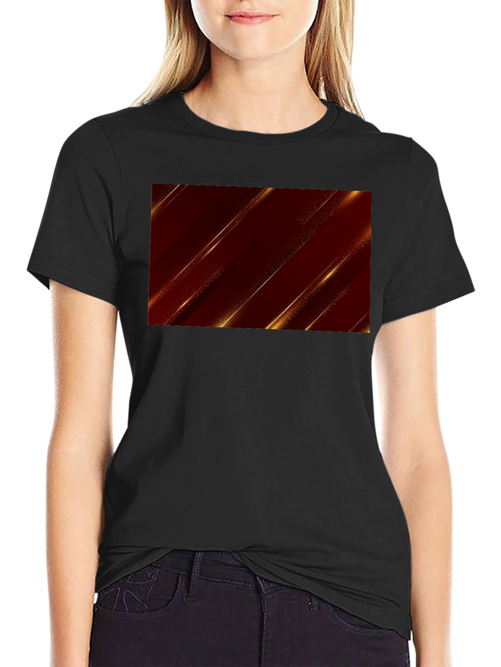 Sleek Black Tee with Modern Geometric Design