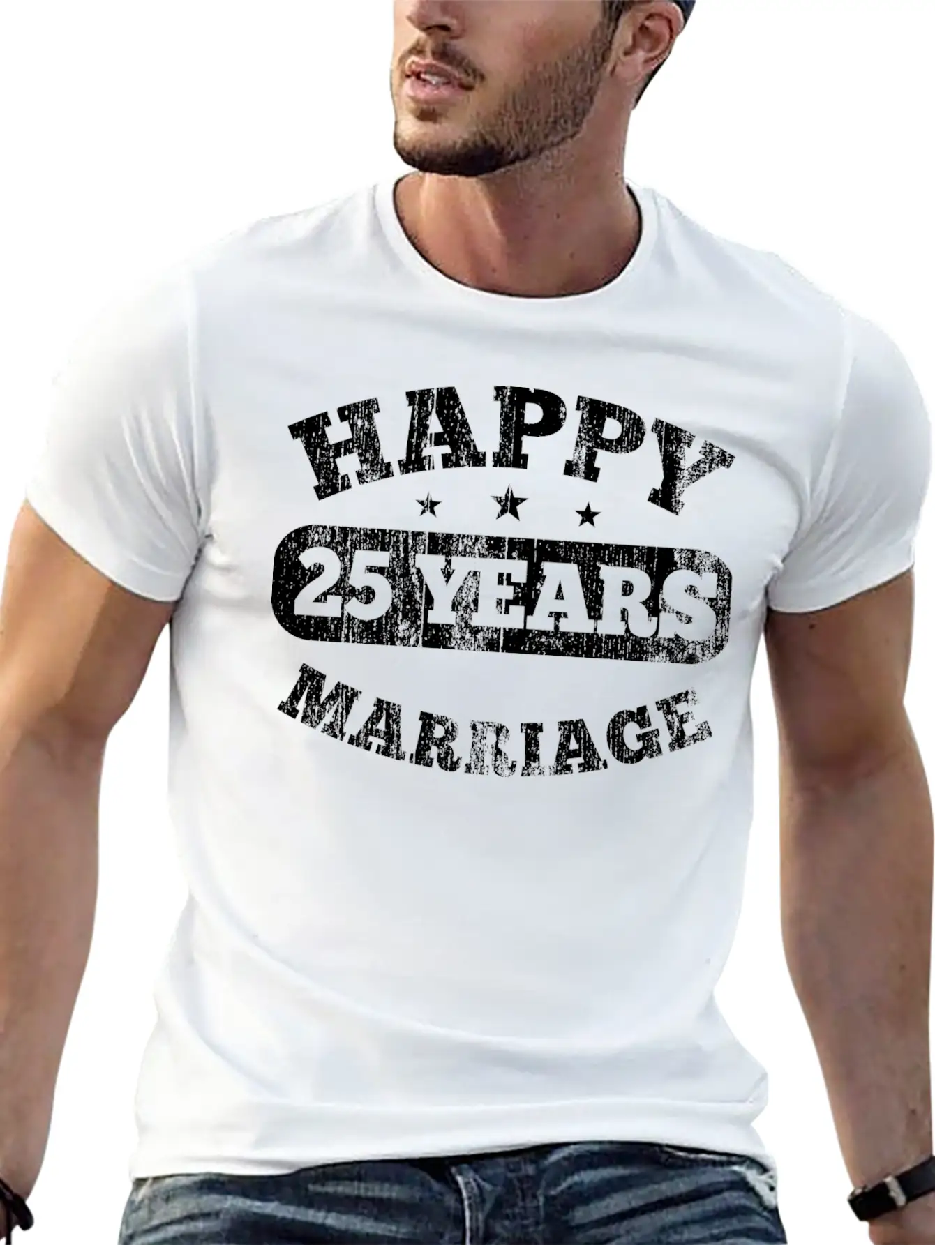 25 Years Happy Marriage Unisex Casual T-Shirt – Clean Design For Daily Comfort