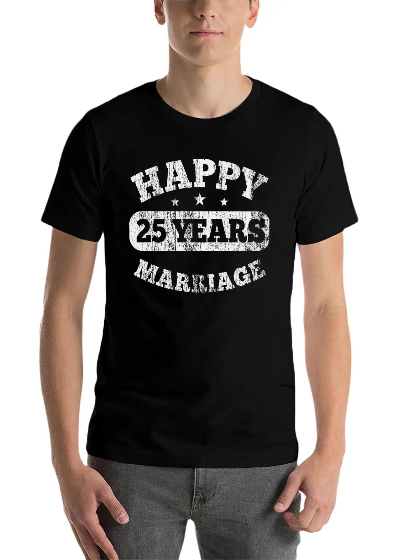 25 Years Happy Marriage Unisex Casual T-Shirt – Clean Design For Daily Comfort