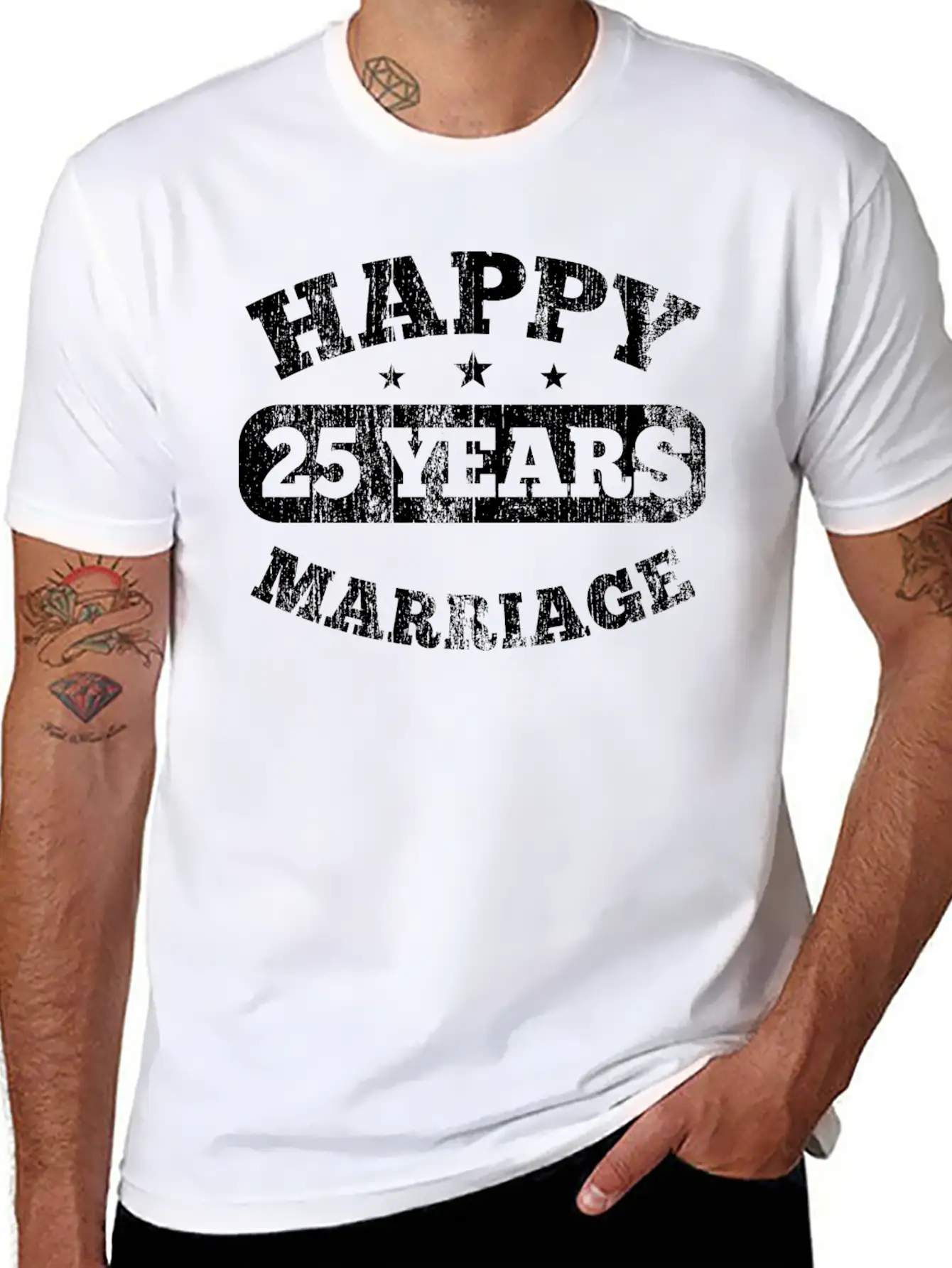 25 Years Happy Marriage Unisex Casual T-Shirt – Clean Design For Daily Comfort