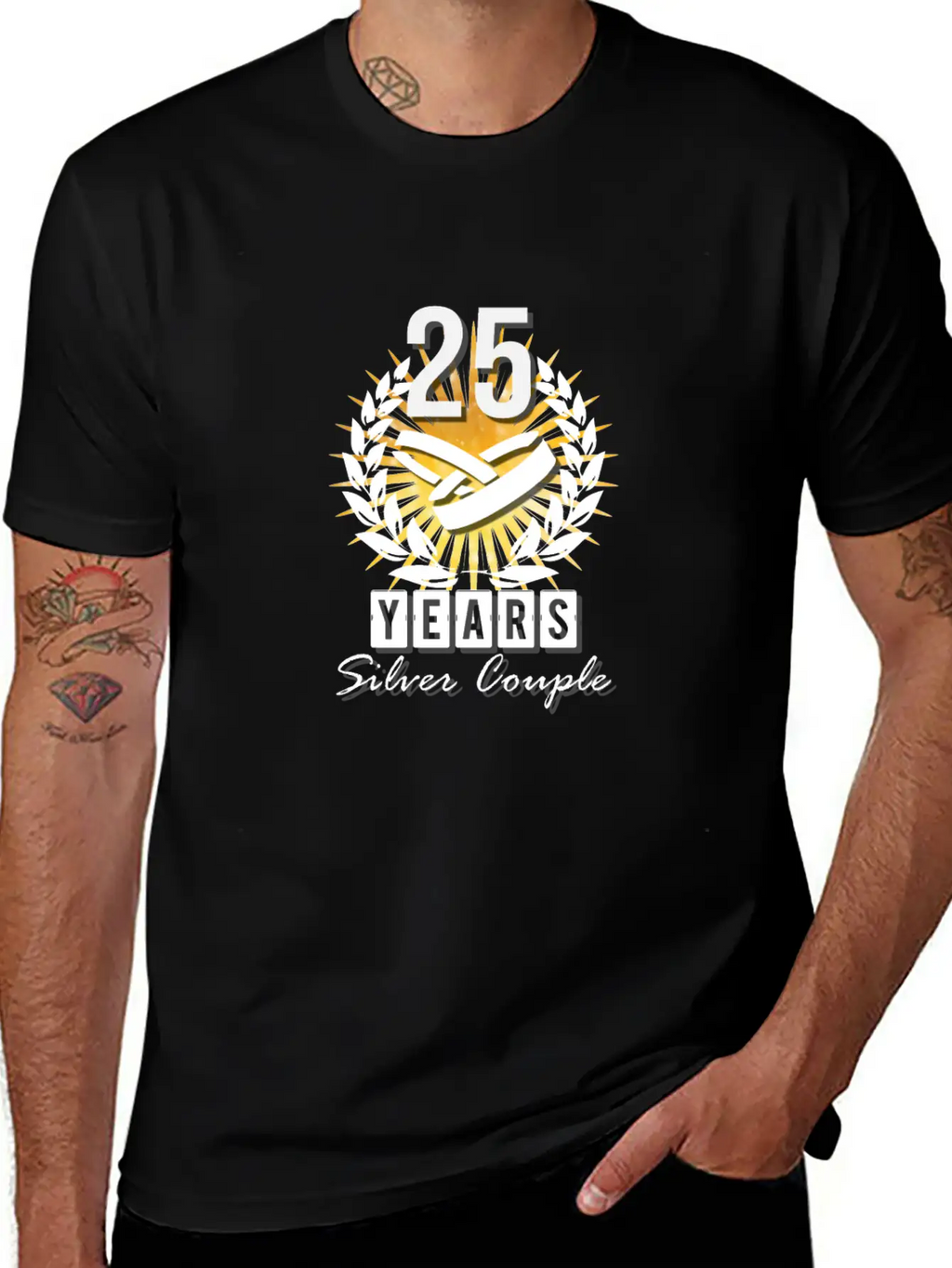 25 Years - Silver Couple! Unisex Short Sleeve Soft Cotton T-Shirt – Casual Everyday Wear