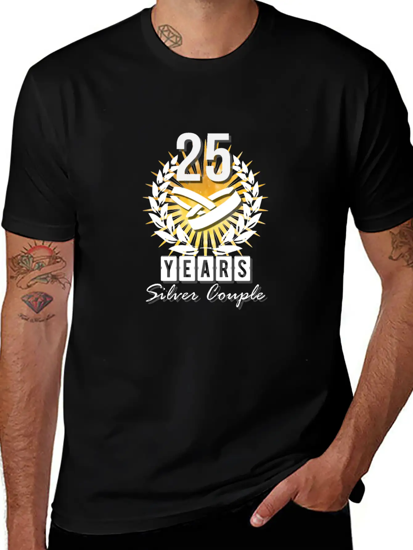 25 Years - Silver Couple! Unisex Short Sleeve Soft Cotton T-Shirt – Casual Everyday Wear